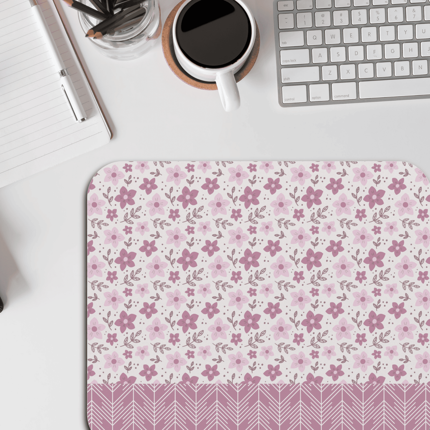Floral Mouse Pad - Cute Desk Accessory, Office Decor, Gift for Her, Flower Pattern, Computer Mat