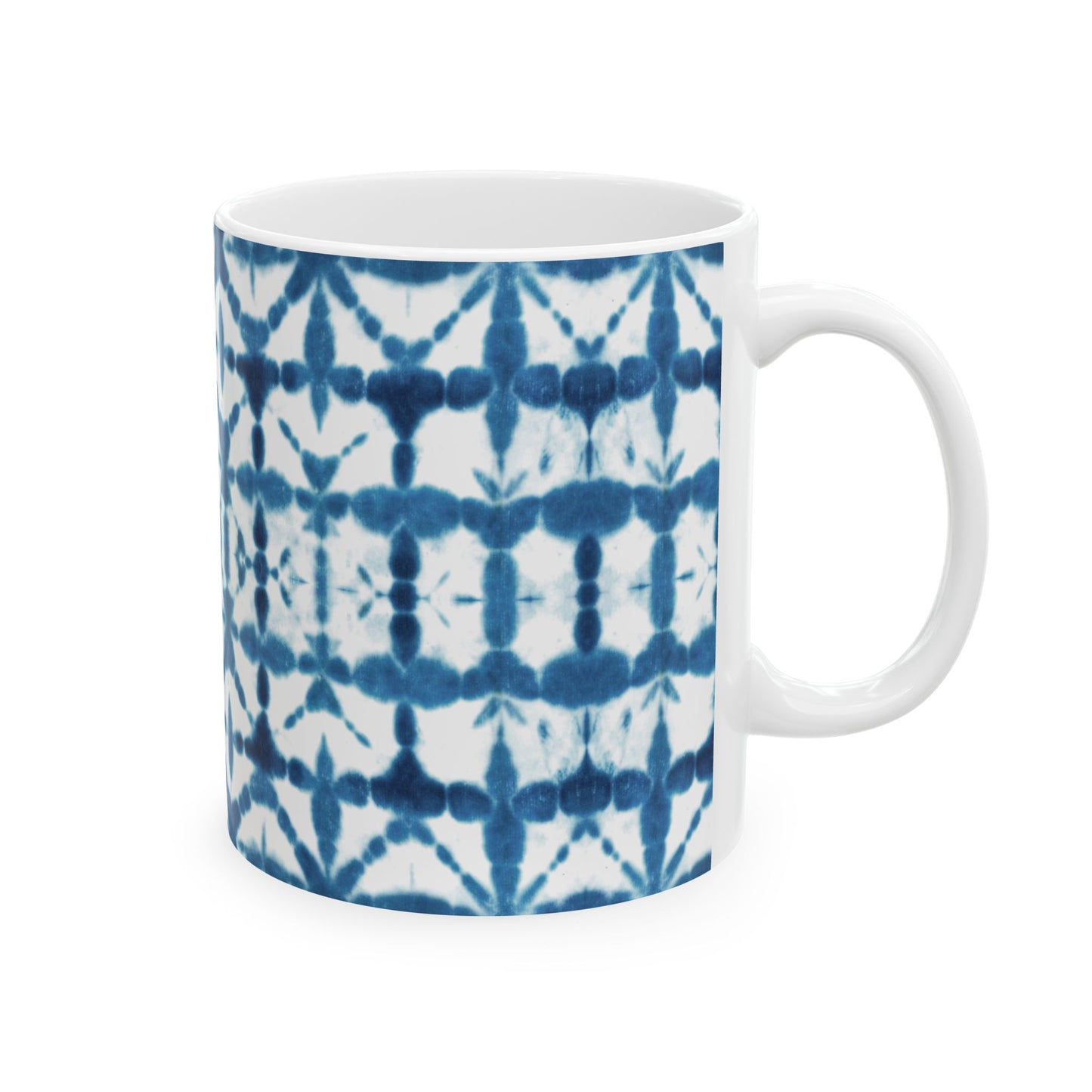 Shibori Tie Dye Ceramic Mug - Indigo Coffee Cup, Gift for Her, Blue Tie-Dye Design, Indian Tea Cup Blue, Microwave and Dishwasher Safe