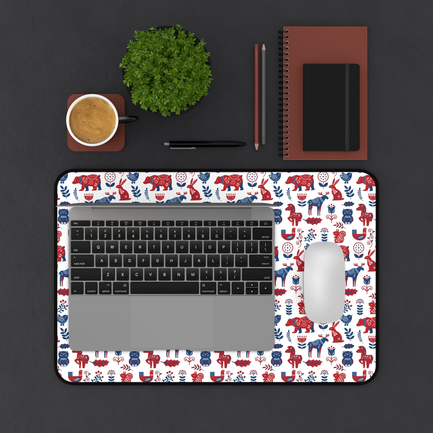 Scandinavian Inspired Design Forest Scene Desk Mat, Boho Desk Accessories, Nature Lover Gift, Home Office Decor, Wildlife Theme