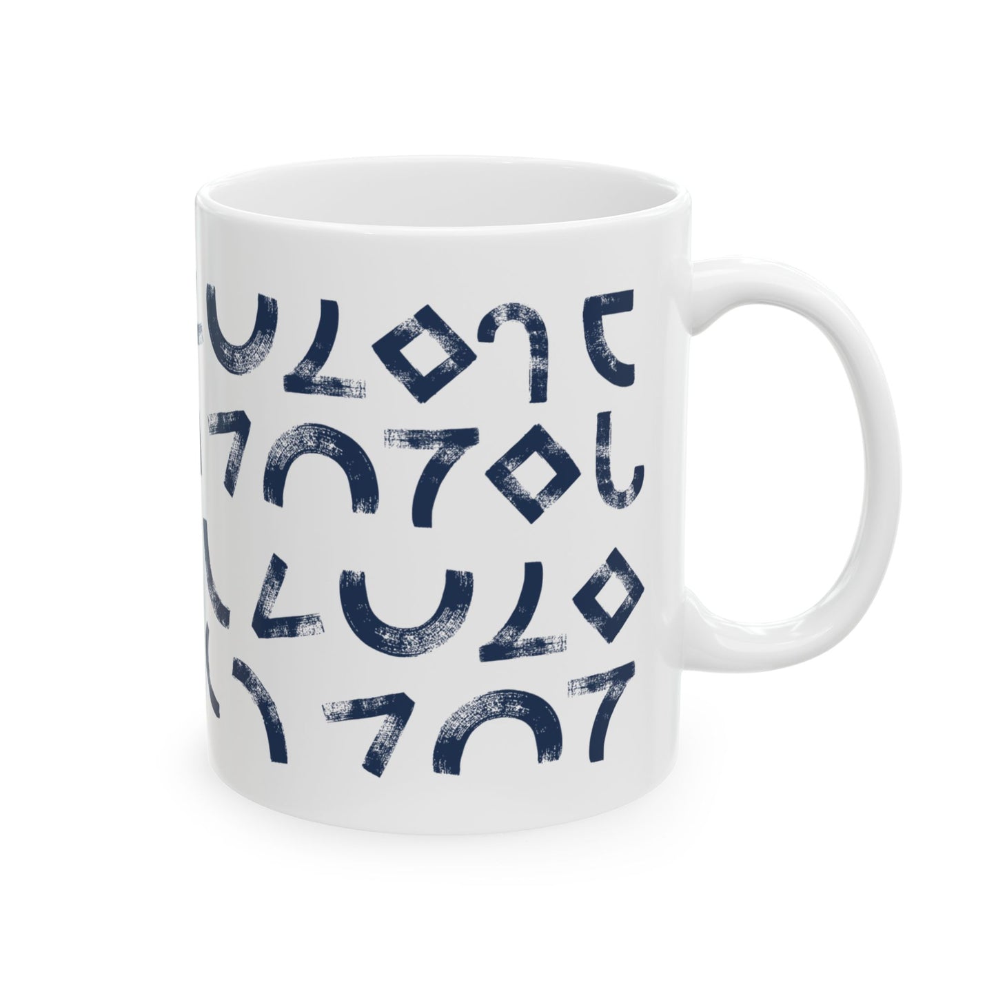 Modern Abstract Ceramic Mug - Distressed Brush Stroke Design Coffee Cup, Gift for Coffee Lovers, Personalized Drinkware, Office Supplies