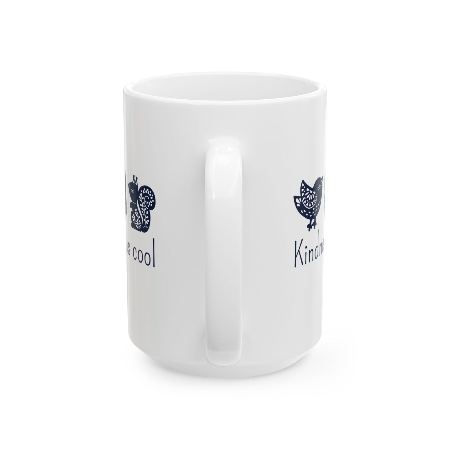 Kindness Mug - Cute Scandinavian Animal Design for Coffee Lovers, Kindness is Cool Ceramic Tea Cup 11oz/15oz, BPA Free