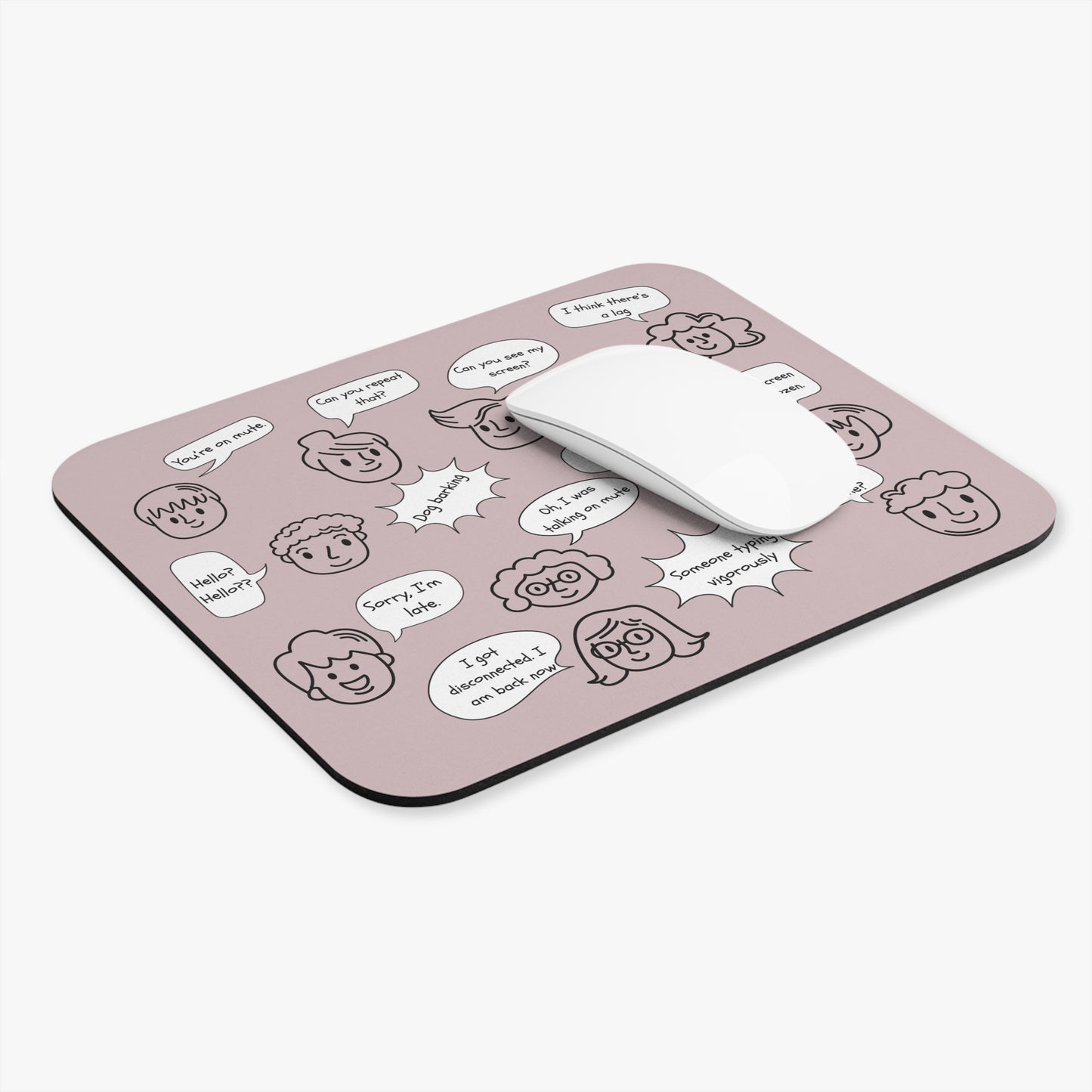 Funny Mouse Pad, Remote Work Humor, Conference Call Bingo, Work from Home Essentials, Gift for Coworker, Gift for Boss, Doodle-Dusty Rose