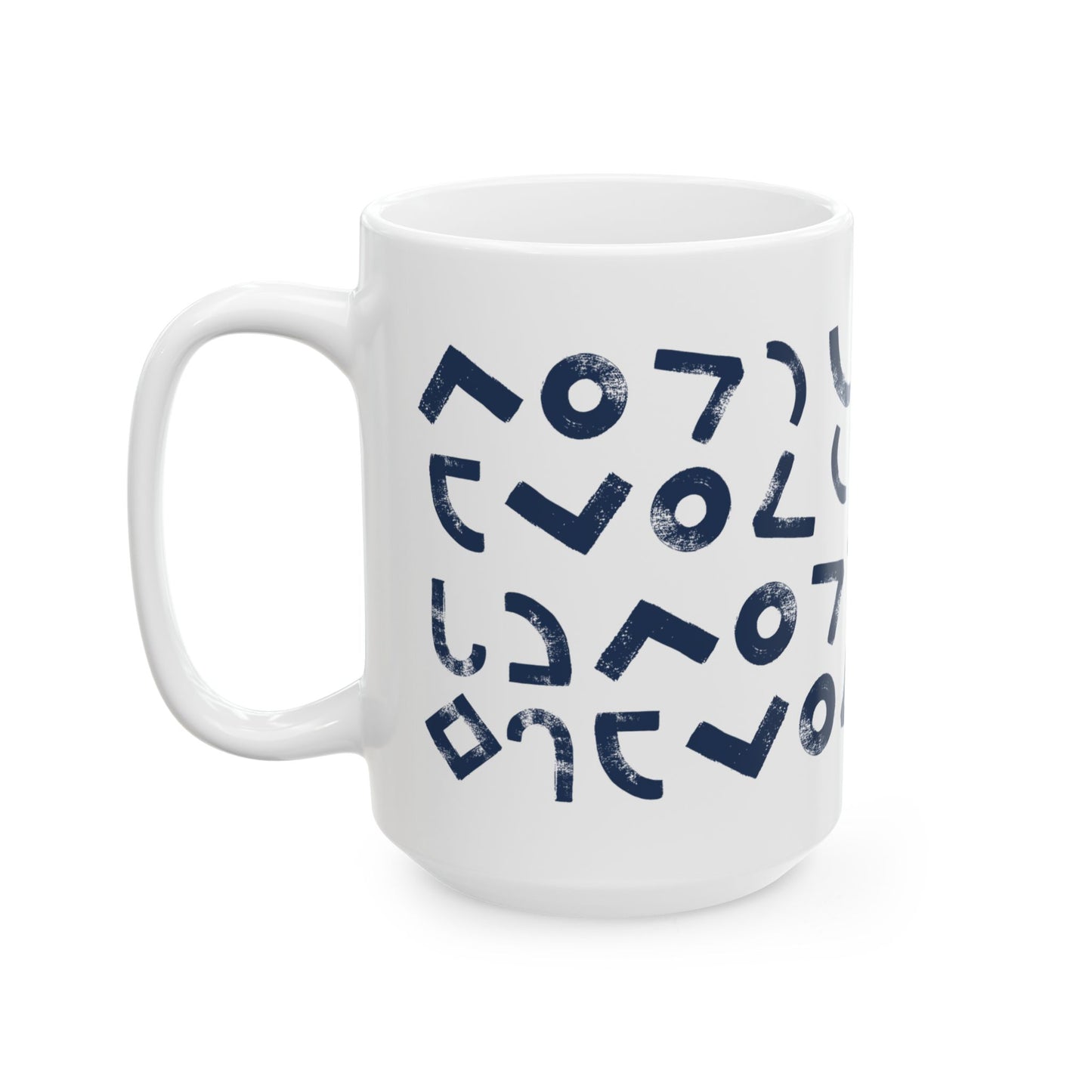 Modern Abstract Ceramic Mug - Distressed Brush Stroke Design Coffee Cup, Gift for Coffee Lovers, Personalized Drinkware, Office Supplies