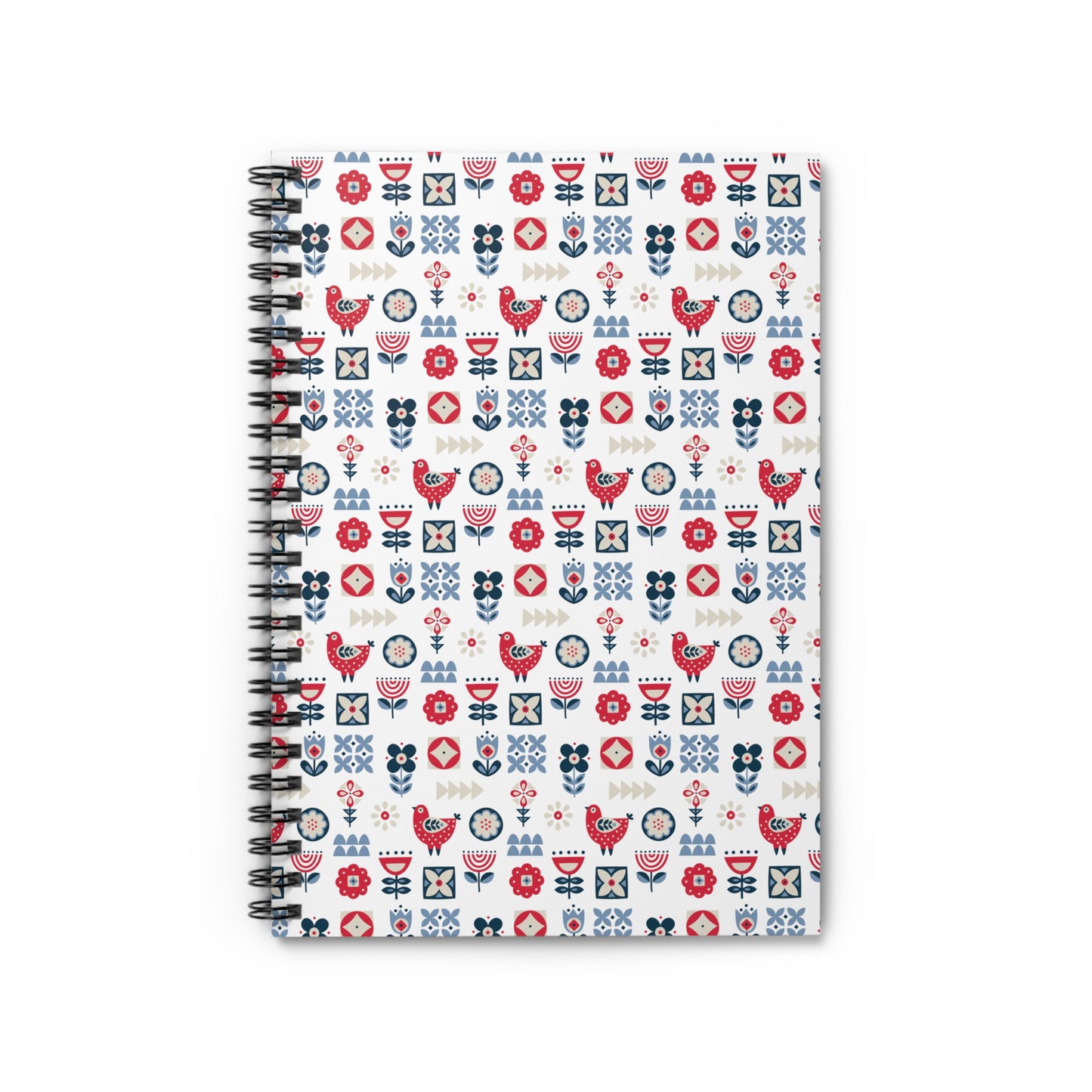 Spiral Notebook - Scandinavian Floral Design, Nordic Art, Ruled Lines, Cute Stationery, Gift for Students, Journal, Office Supplies, Planner