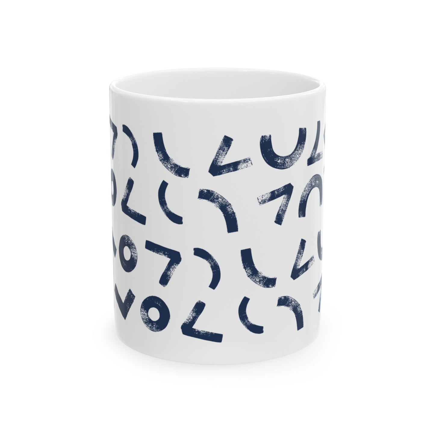 Modern Abstract Ceramic Mug - Distressed Brush Stroke Design Coffee Cup, Gift for Coffee Lovers, Personalized Drinkware, Office Supplies