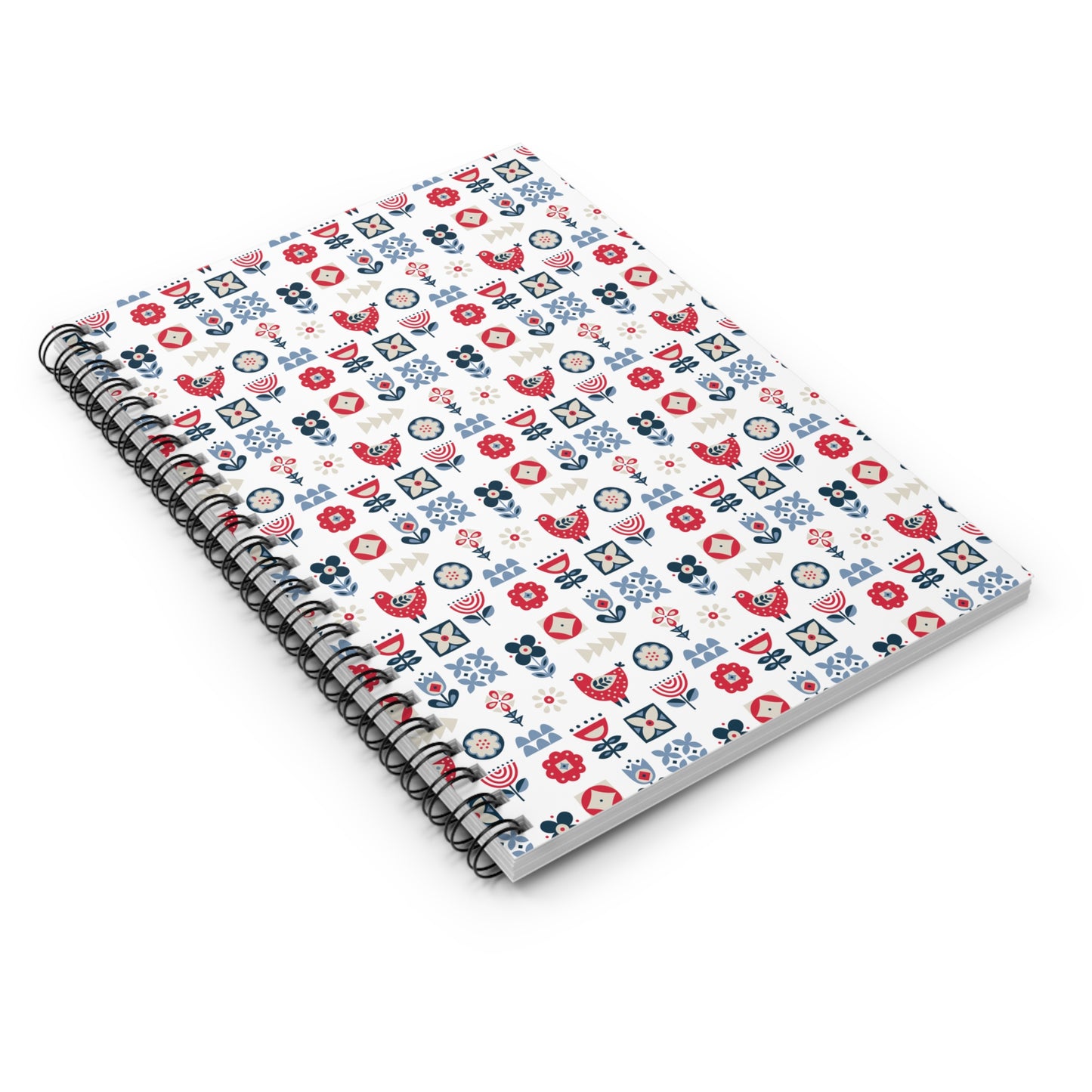 Spiral Notebook - Scandinavian Floral Design, Nordic Art, Ruled Lines, Cute Stationery, Gift for Students, Journal, Office Supplies, Planner