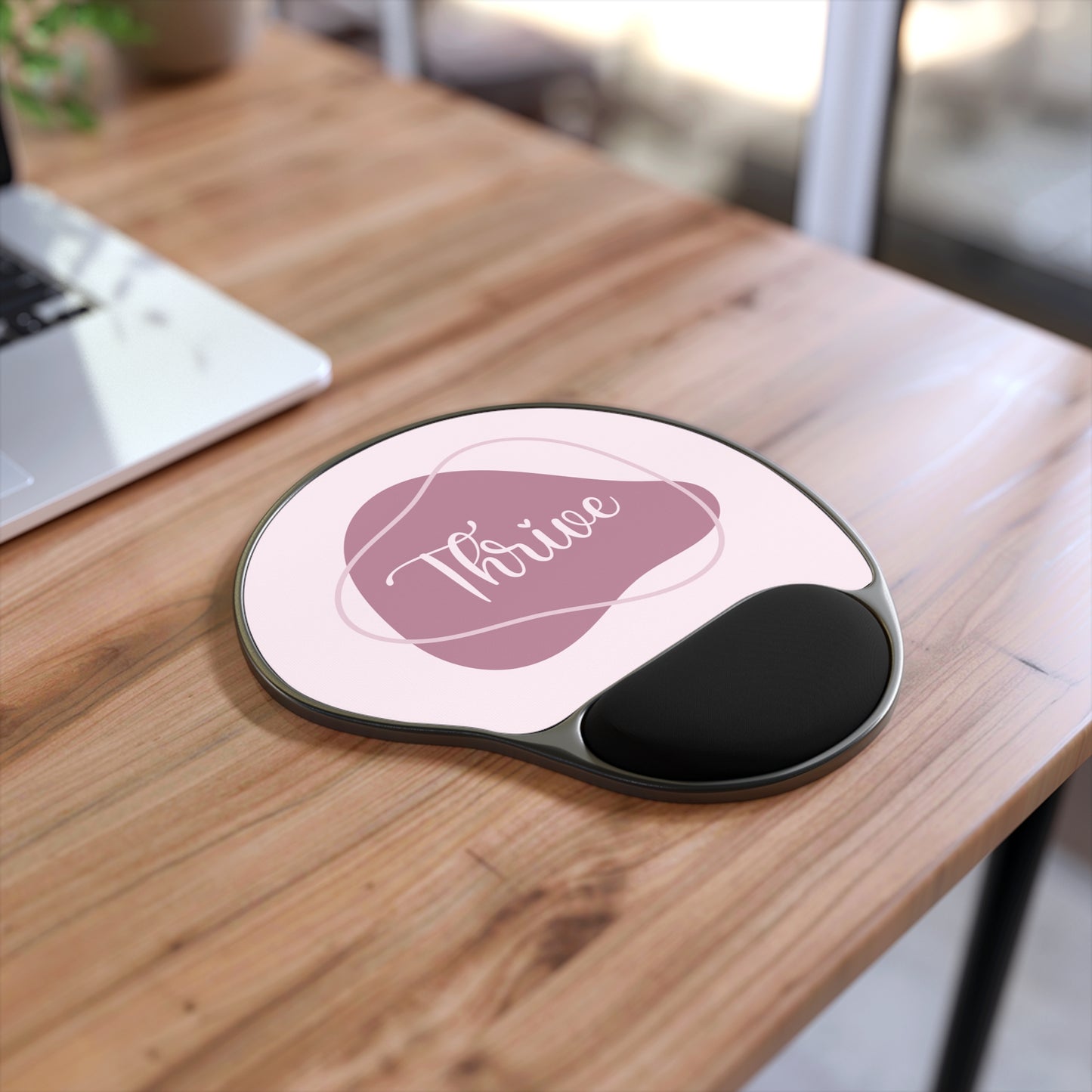 Thrive Mouse Pad with Wrist Rest - Ergonomic Office Accessory, Gift for Students, Work from Home Essentials, Motivational Design, Pink