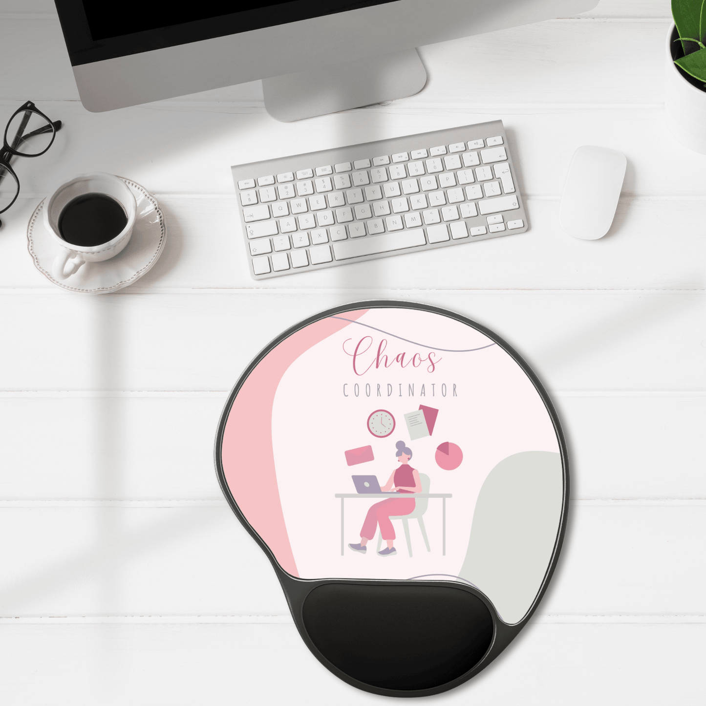 Mouse Pad, Chaos Coordinator Ergonomic Wrist Rest Pad - Funny Cute Desk Accessories, Office Gift Idea, Computer Desk Decor, Coworker Gift,
