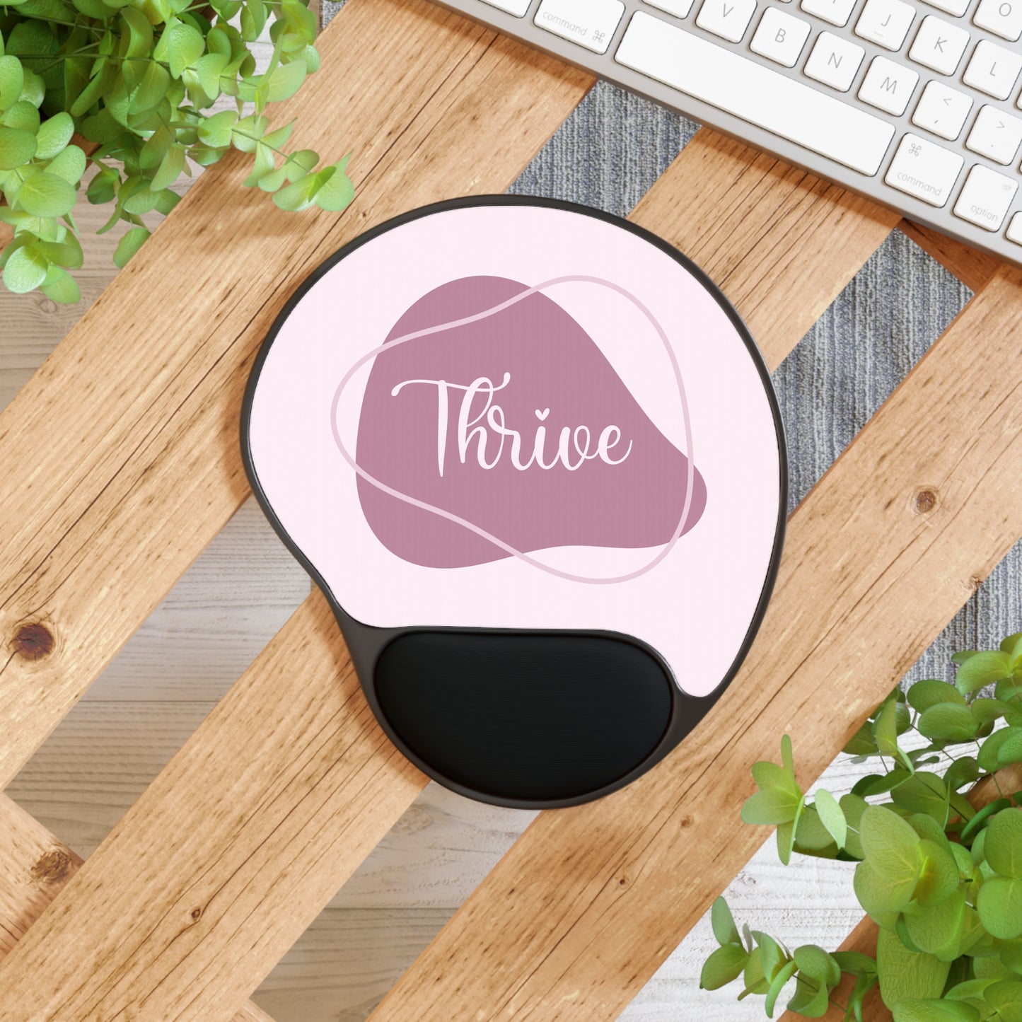 Thrive Mouse Pad with Wrist Rest - Ergonomic Office Accessory, Gift for Students, Work from Home Essentials, Motivational Design, Pink
