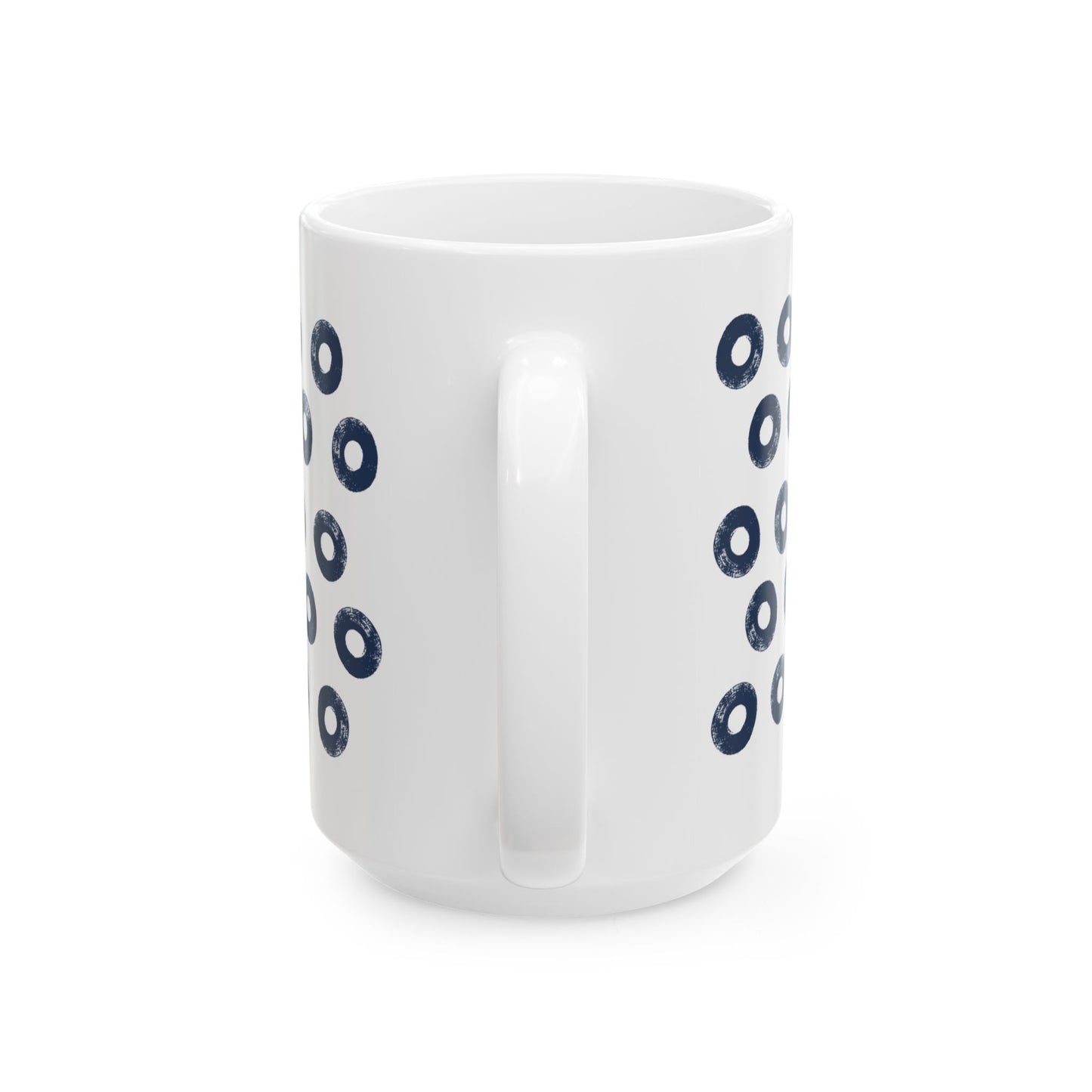 Navy Circles Ceramic Coffee Mug, Distressed Brush Circles Indigo Tea Cup for Home, Office, Cute Coffee Cup, Tea Lover's Mug, Unisex gift
