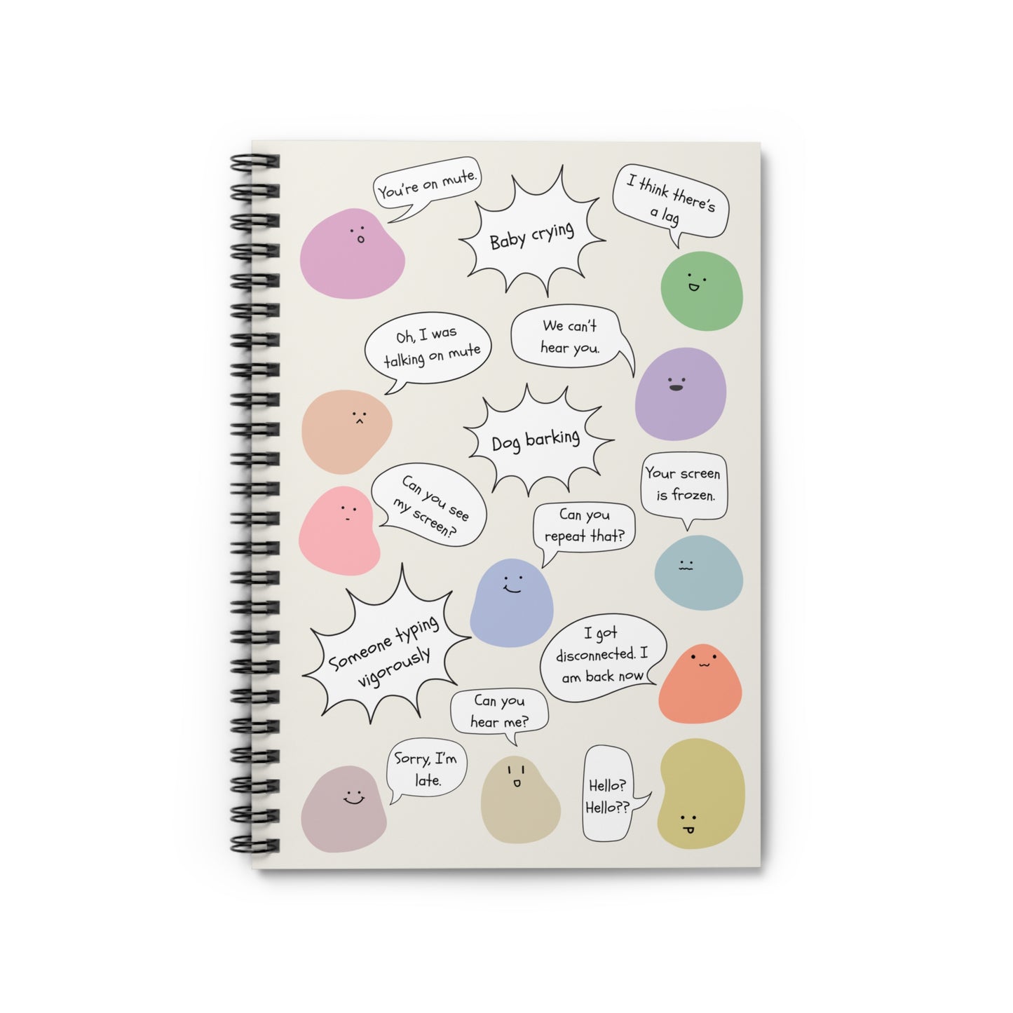 Spiral Notebook for Everyday Use, Work from Home, Conference Call Bingo, Funny Gift for Coworker, Journaling, Home Office, Cute Blob Design
