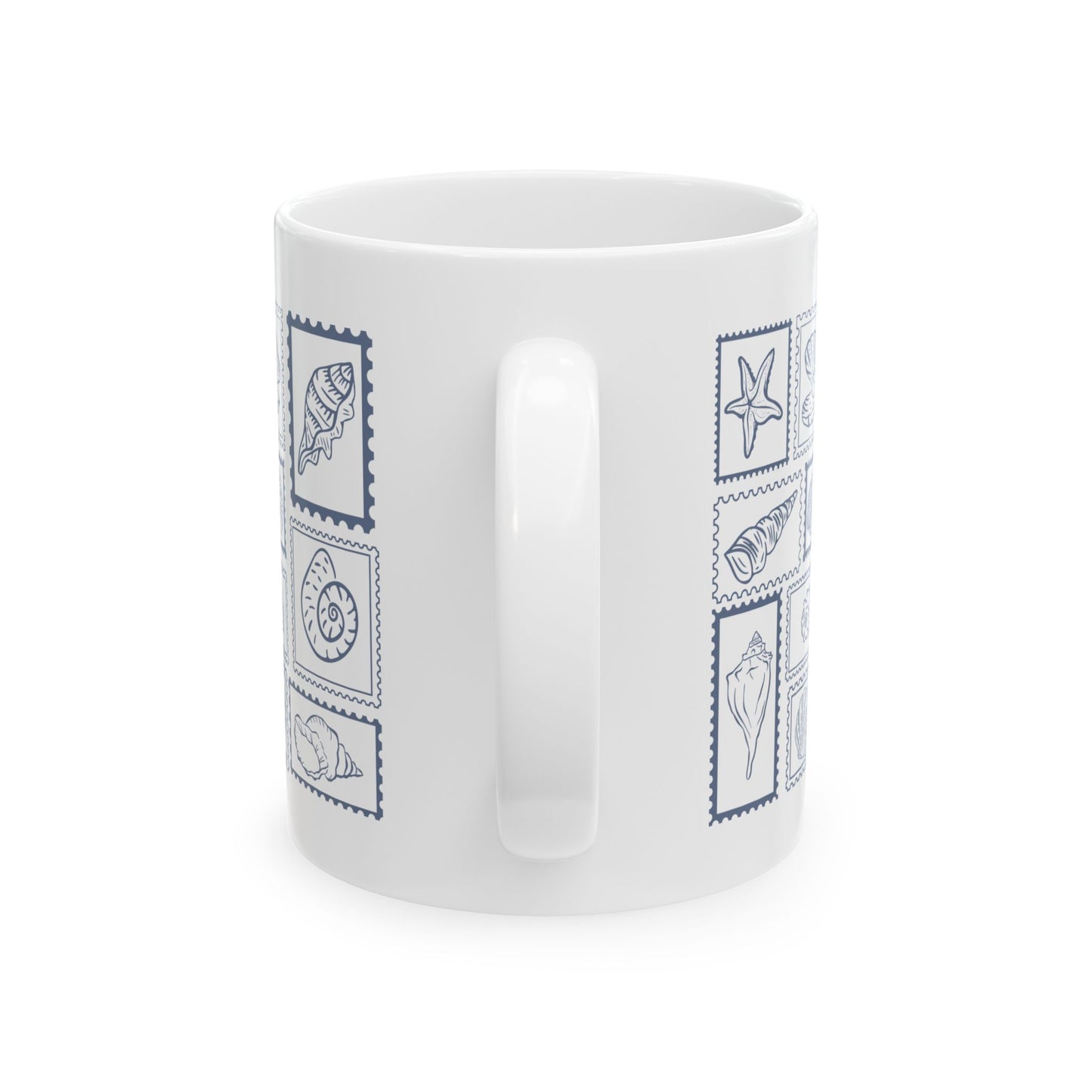 Shells & Stamps Ceramic Mug - Coastal Decor, Ocean Lover Gift, Nautical Kitchen, Beach House Essentials, Summer Vibes