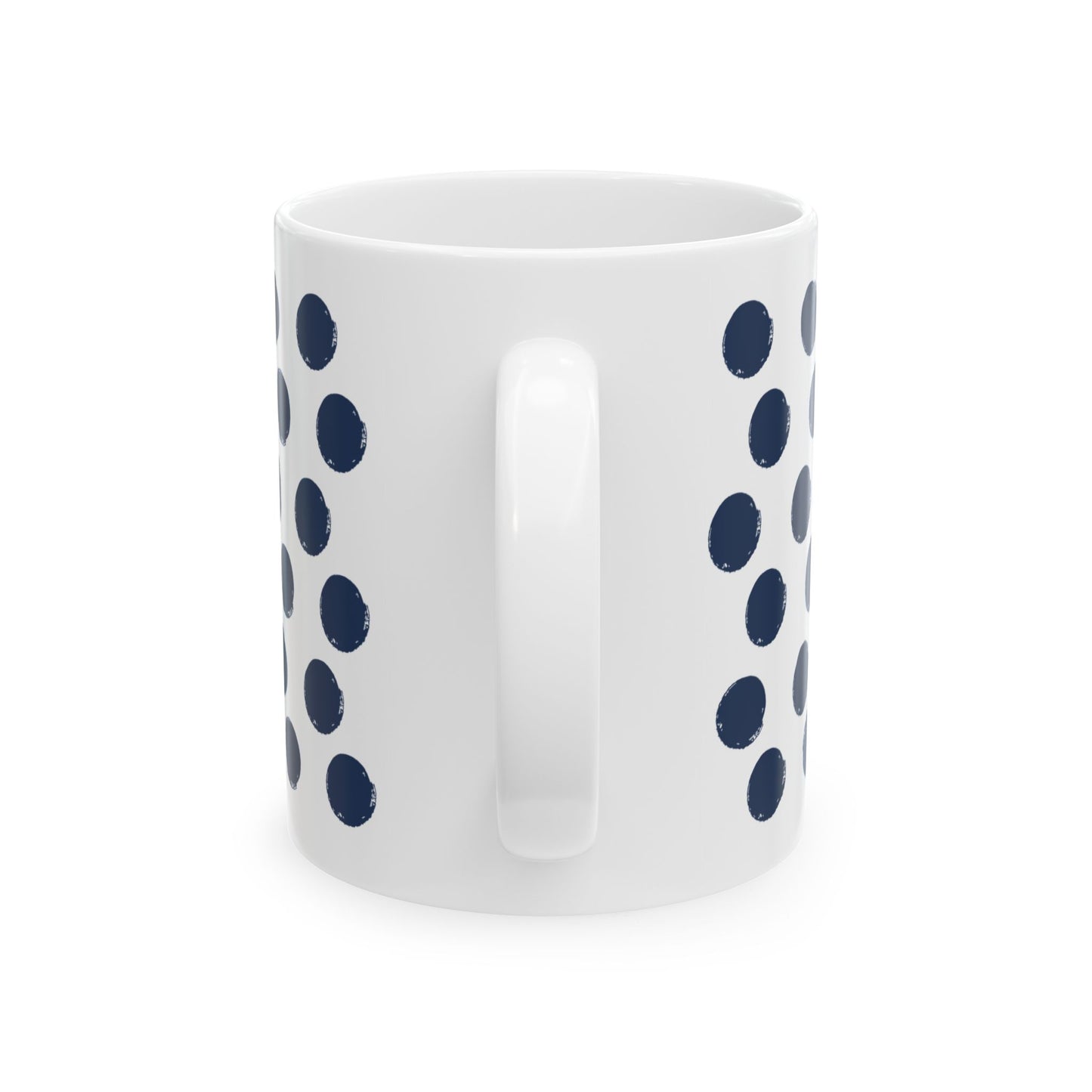 Navy Polka Dot Ceramic Coffee Mug, Distressed Brush Dots Indigo Tea Cup for Home, Office, Cute Coffee Cup, Tea Lover's Mug, Unisex gift