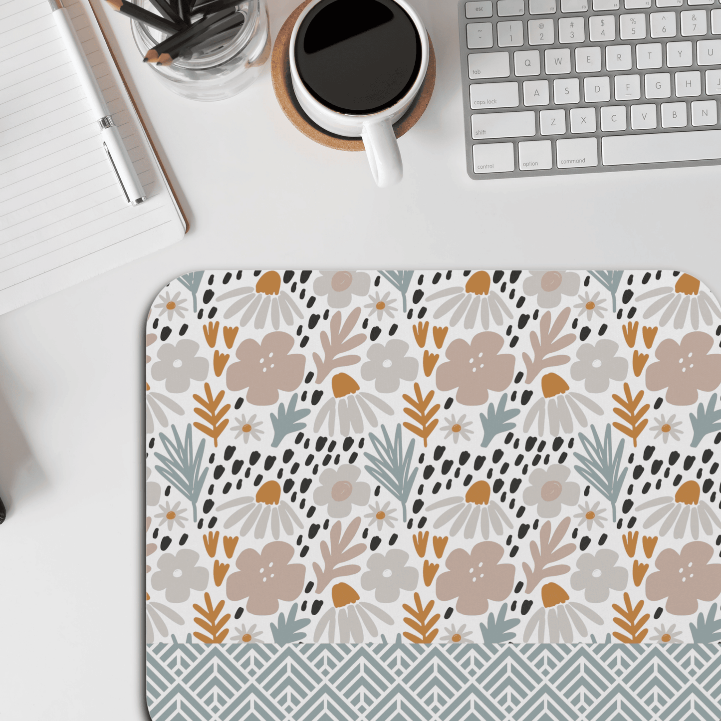 Floral Mouse Pad - Cute Desk Accessory, Office Gift, Decorative Mouse Mat, Laptop Essentials, Computer Decor