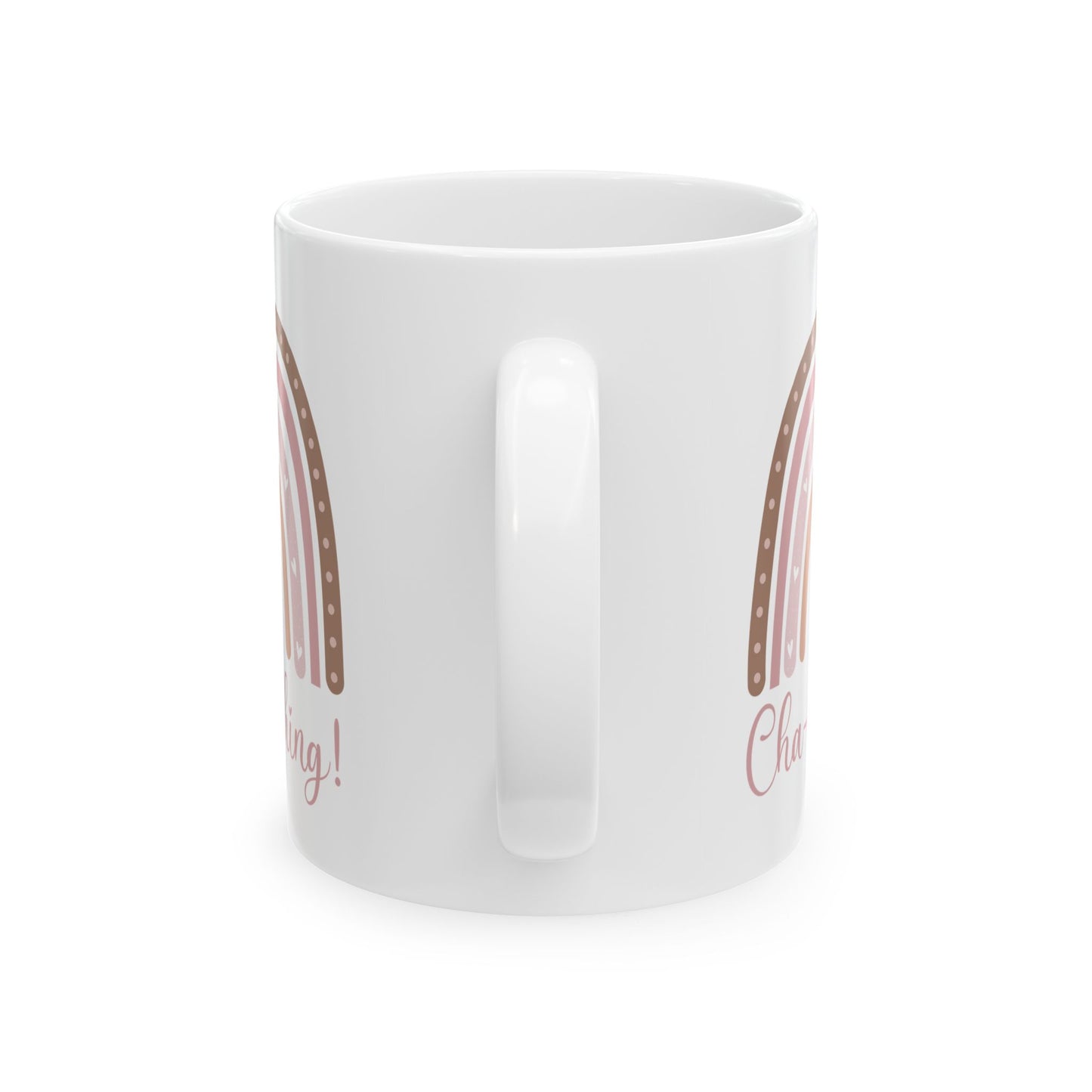 Ceramic Mug for Entrepreneurs, Gift for Small Business Owners, Boho Rainbow Coffee Cup, Cha-Ching Tea Mug, Positive Vibes Cup