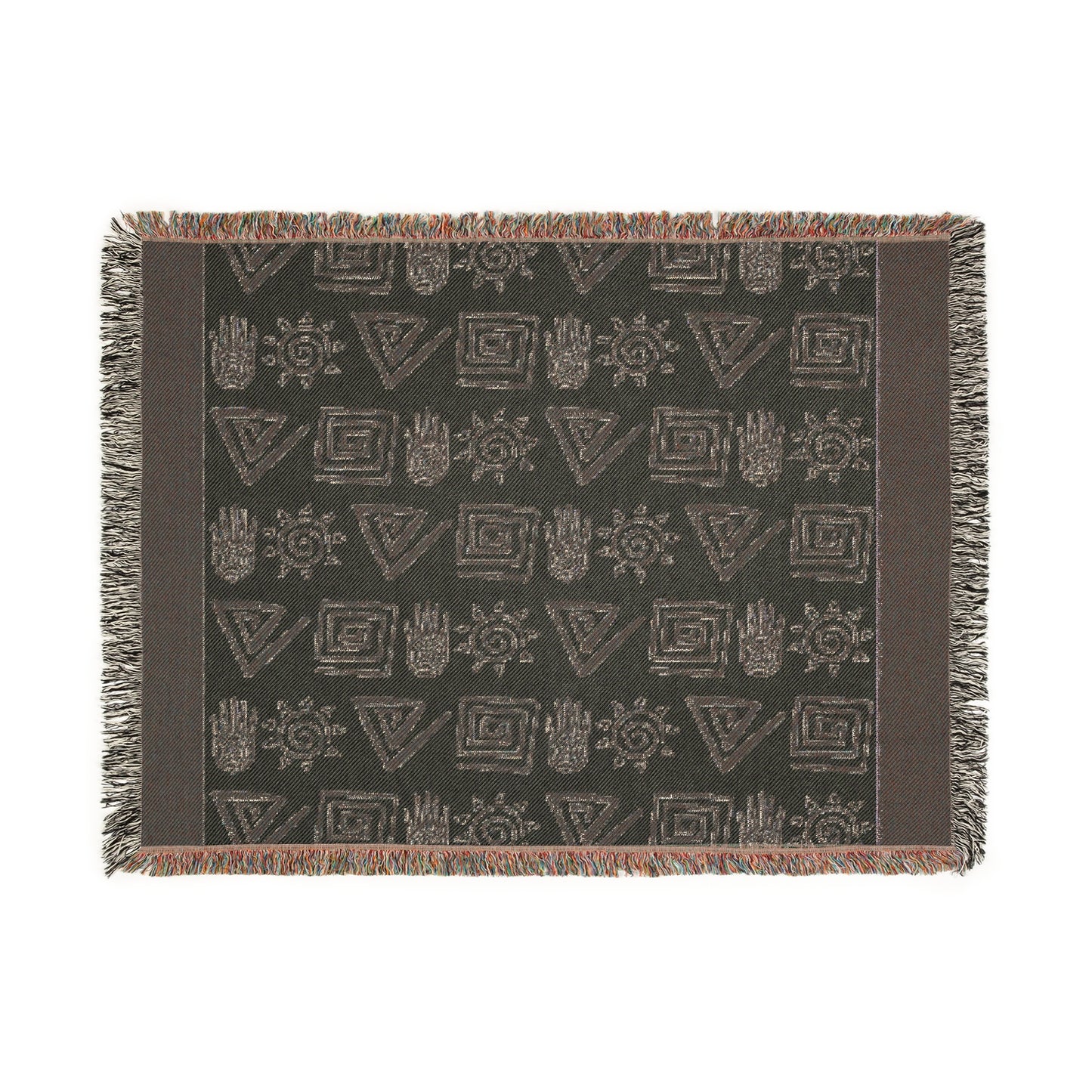 African Tribal Inspired Throw Blanket, 100% Cotton, Black and Beige Minimalist Woven Blanket, Boho Wall Decor, Christmas, Housewarming Gift