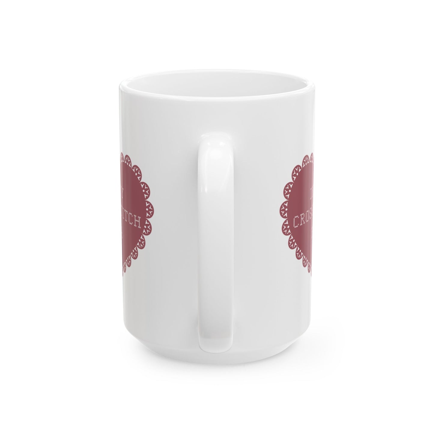Charming Ceramic Mug for Cross Stitch Lovers with Heart Design, In My Cross Stitch Era, Gift for Her, Coffee Lover's Essential