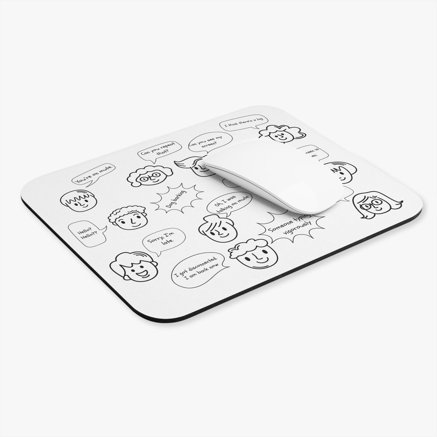 Funny Mouse Pad, Remote Work Humor, Conference Call Bingo, Work from Home Essentials, Funny Gift for Coworker, Gift for Boss, Doodle-White