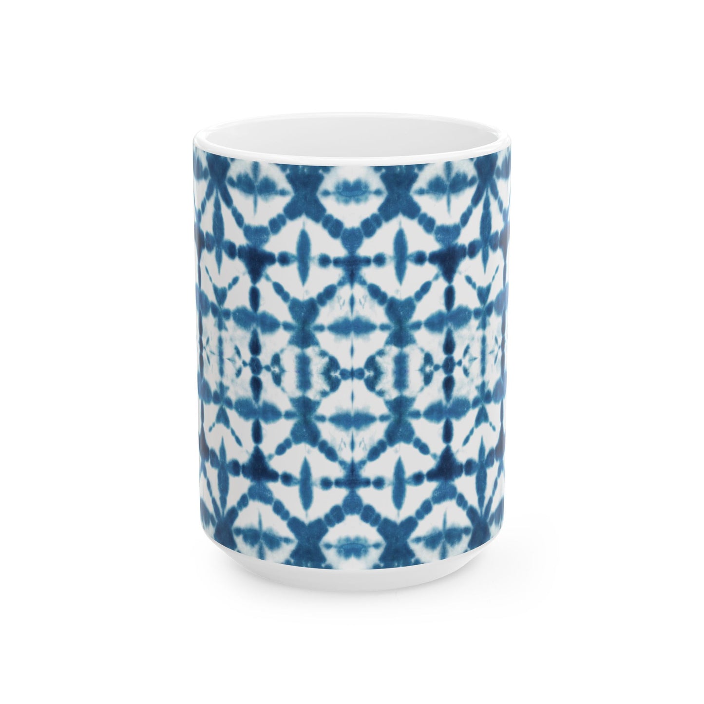 Shibori Tie Dye Ceramic Mug - Indigo Coffee Cup, Gift for Her, Blue Tie-Dye Design, Indian Tea Cup Blue, Microwave and Dishwasher Safe