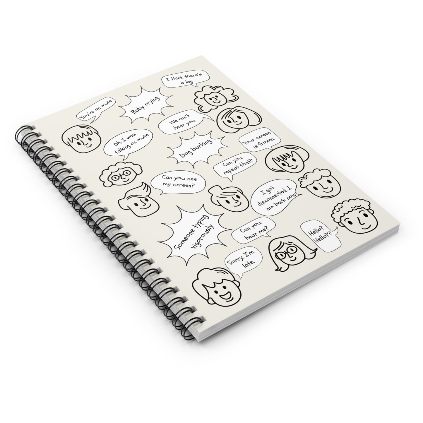 You're on Mute Funny Spiral Notebook, Work from Home Essentials, Conference Call Bingo, Office Humor, Doodle Journal