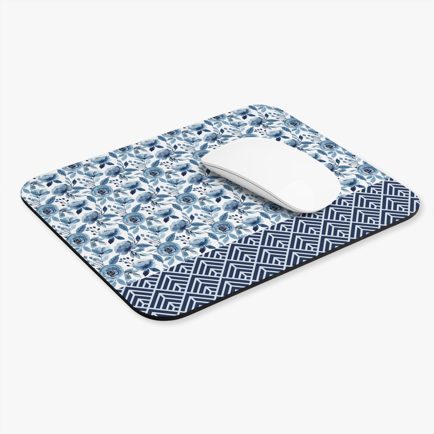 Elegant Floral Mouse Pad - Blue Roses Design, Home Office Accessories, Gift for Her, Desk Decor, Computer Mouse Mat