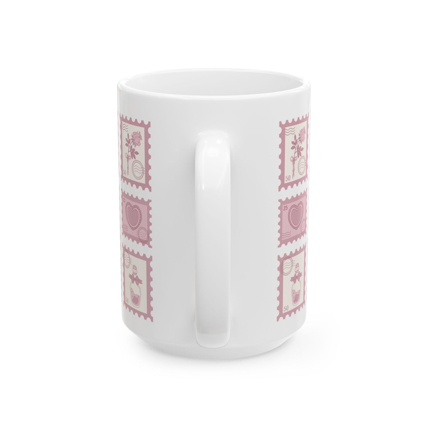 Pink Stamp Coquette Ceramic Mug, 11oz, 15oz - Gift for Her, Coffee Cup, Tea Lover's Gift, Kitchen Decor, Office Mug
