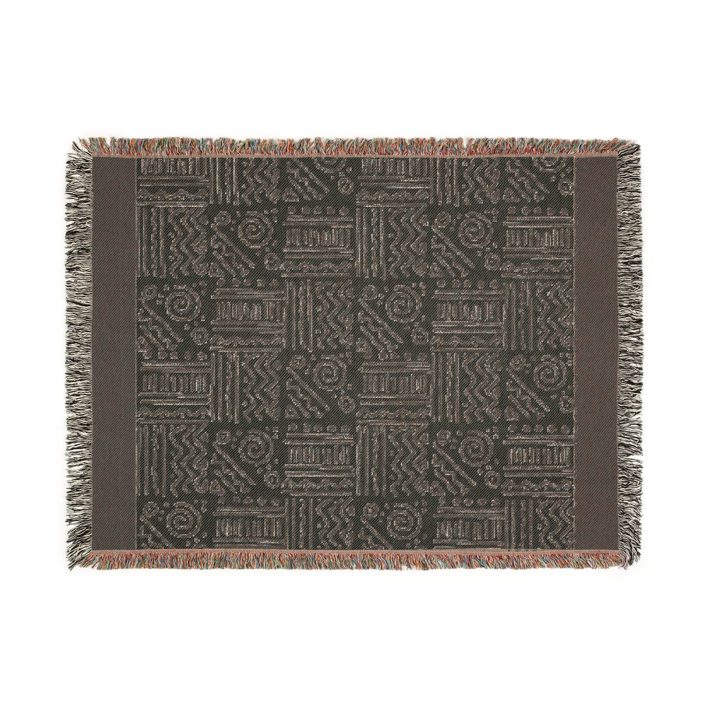 African Tribal Pattern Woven Blanket, 100% Cotton, Black and Beige Minimalist Throw for Couch, Boho Wall Decor, Christmas, Housewarming Gift