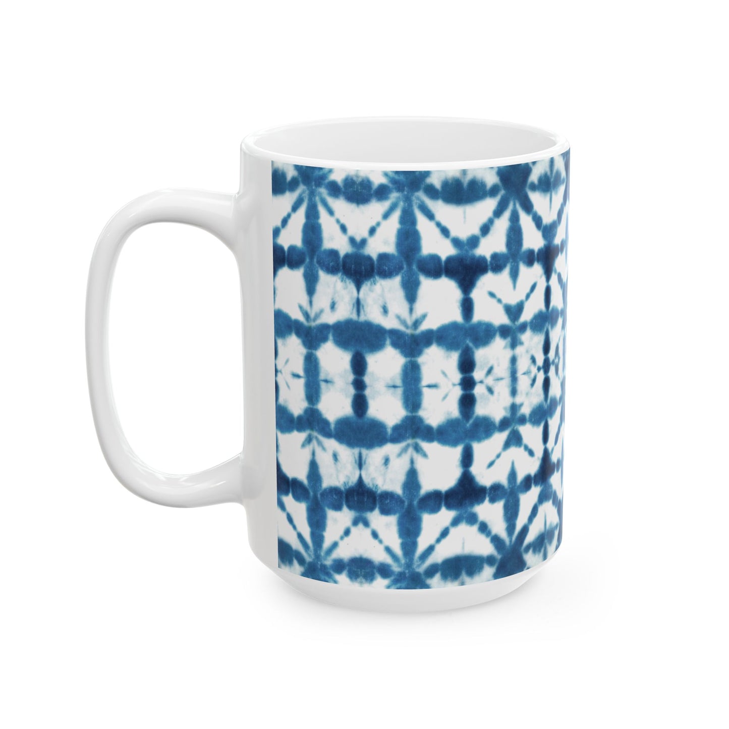 Shibori Tie Dye Ceramic Mug - Indigo Coffee Cup, Gift for Her, Blue Tie-Dye Design, Indian Tea Cup Blue, Microwave and Dishwasher Safe