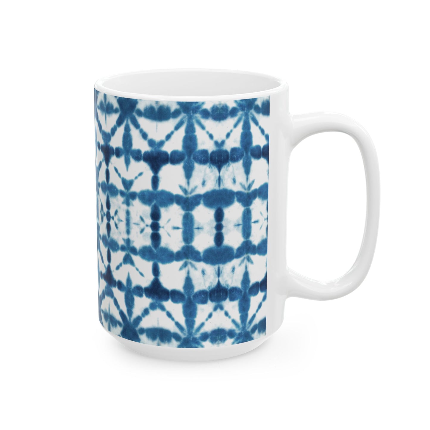 Shibori Tie Dye Ceramic Mug - Indigo Coffee Cup, Gift for Her, Blue Tie-Dye Design, Indian Tea Cup Blue, Microwave and Dishwasher Safe