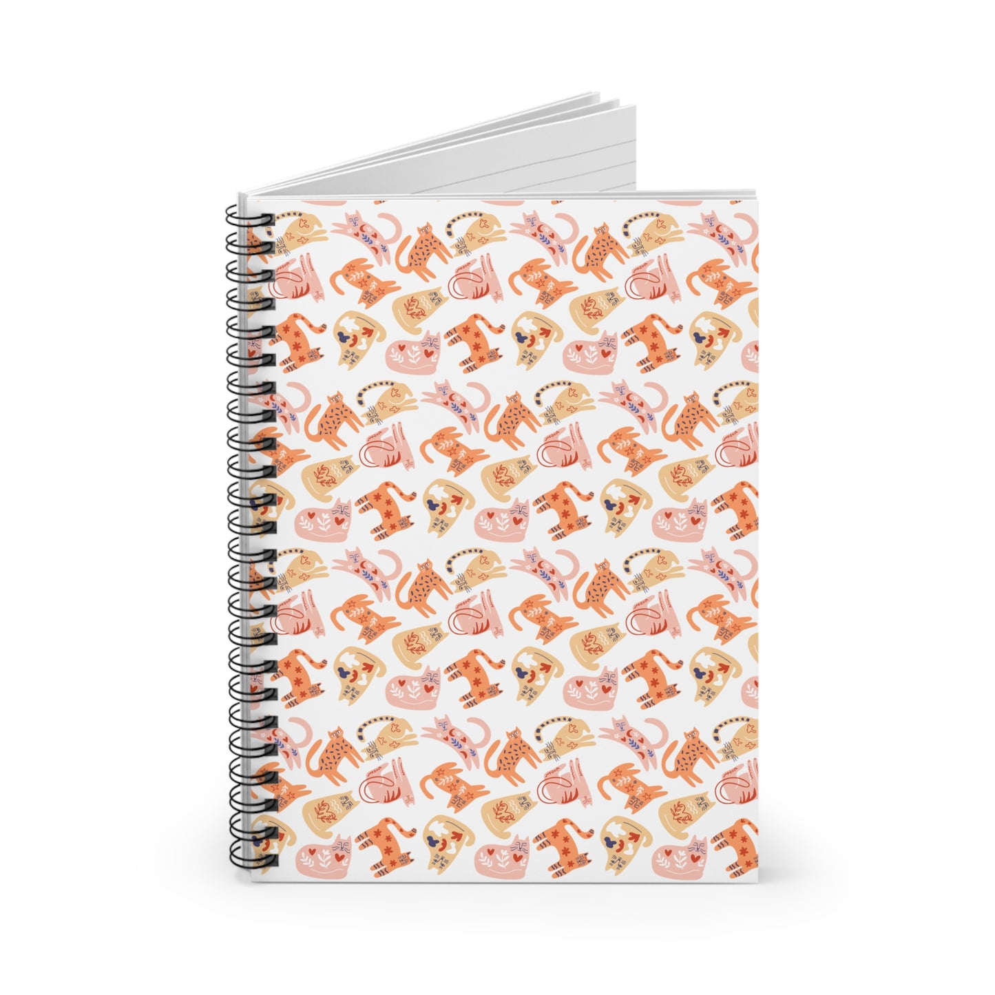 Spiral Notebook - Cute Cat Design, Scandinavian Art, Perfect for Students, Journaling, Gift for Animal Lovers, Back to School Supplies