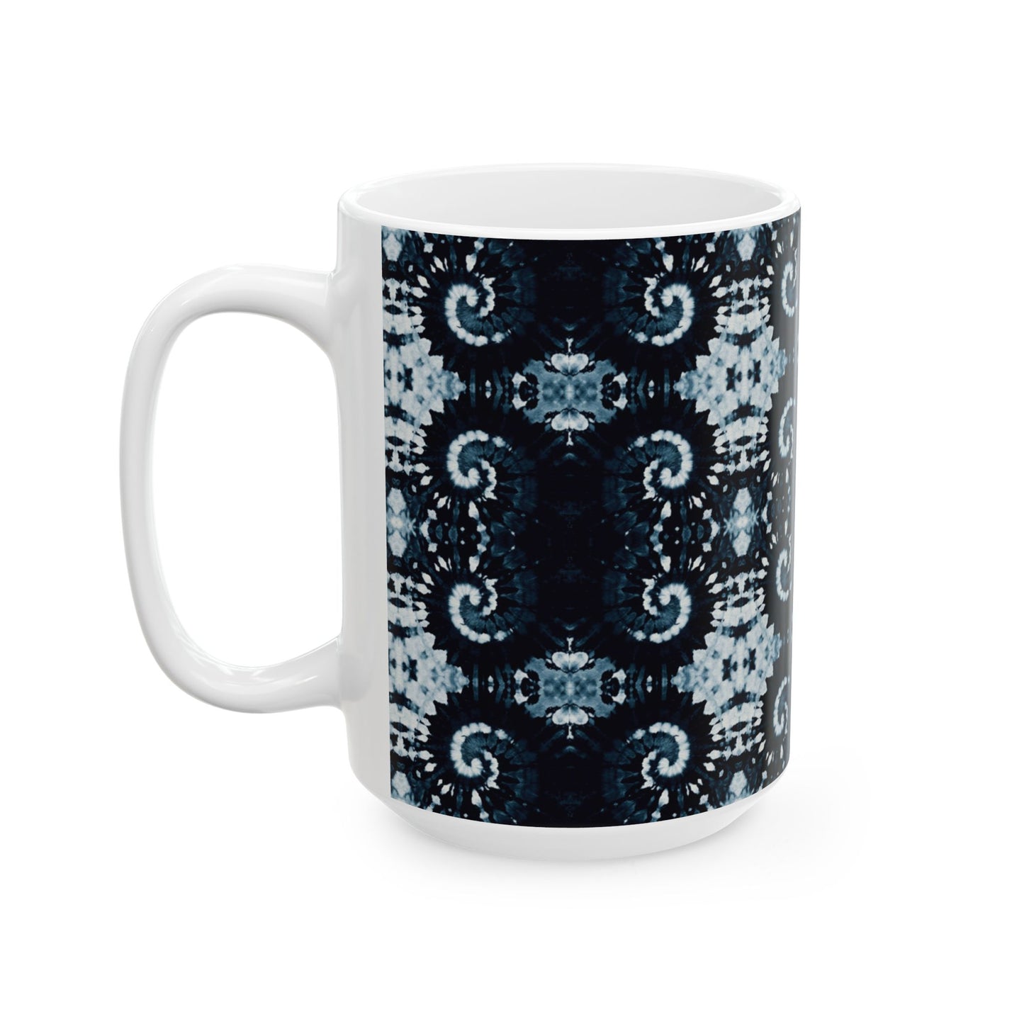 Tie Dye Ceramic Artistry Mug, Shibori Artistic Coffee Cup, Coffee Lover Gift, Deep Indigo Tea Cup Coffee Mug, Dishwasher Safe Microwave Safe