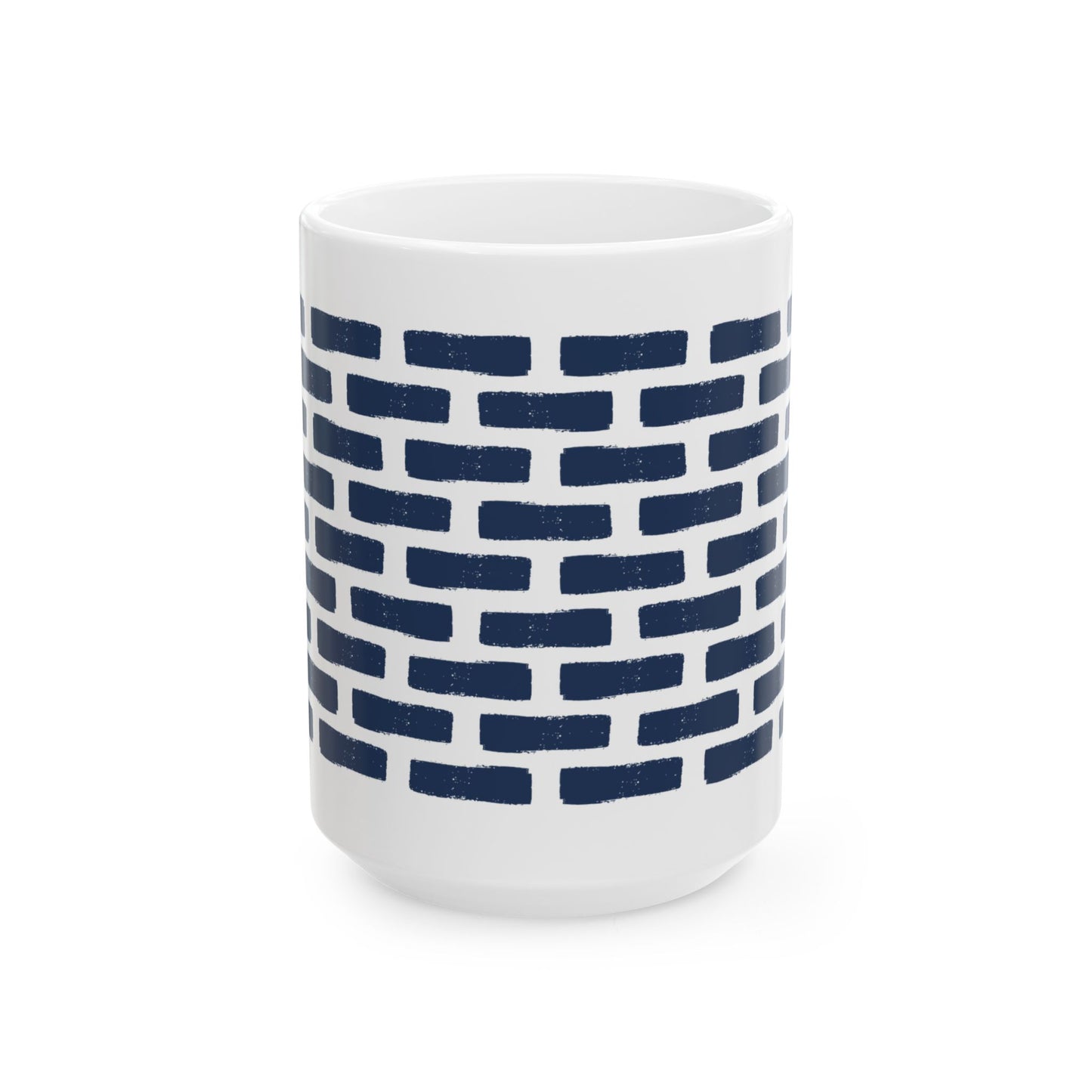 Distressed Brick Pattern Ceramic Coffee Mug, Indigo Navy Blue Tea Cup for Home, Office, Cute Coffee Cup, Tea Lover's Mug, Unisex gift