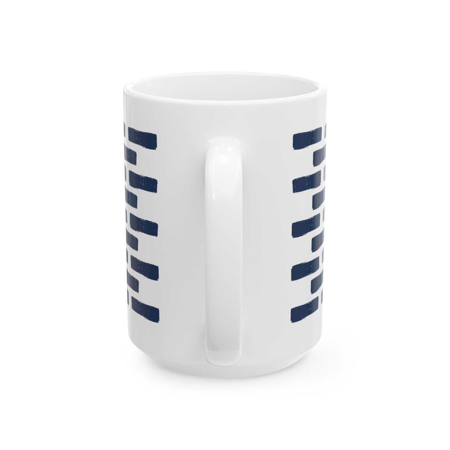 Distressed Brick Pattern Ceramic Coffee Mug, Indigo Navy Blue Tea Cup for Home, Office, Cute Coffee Cup, Tea Lover's Mug, Unisex gift