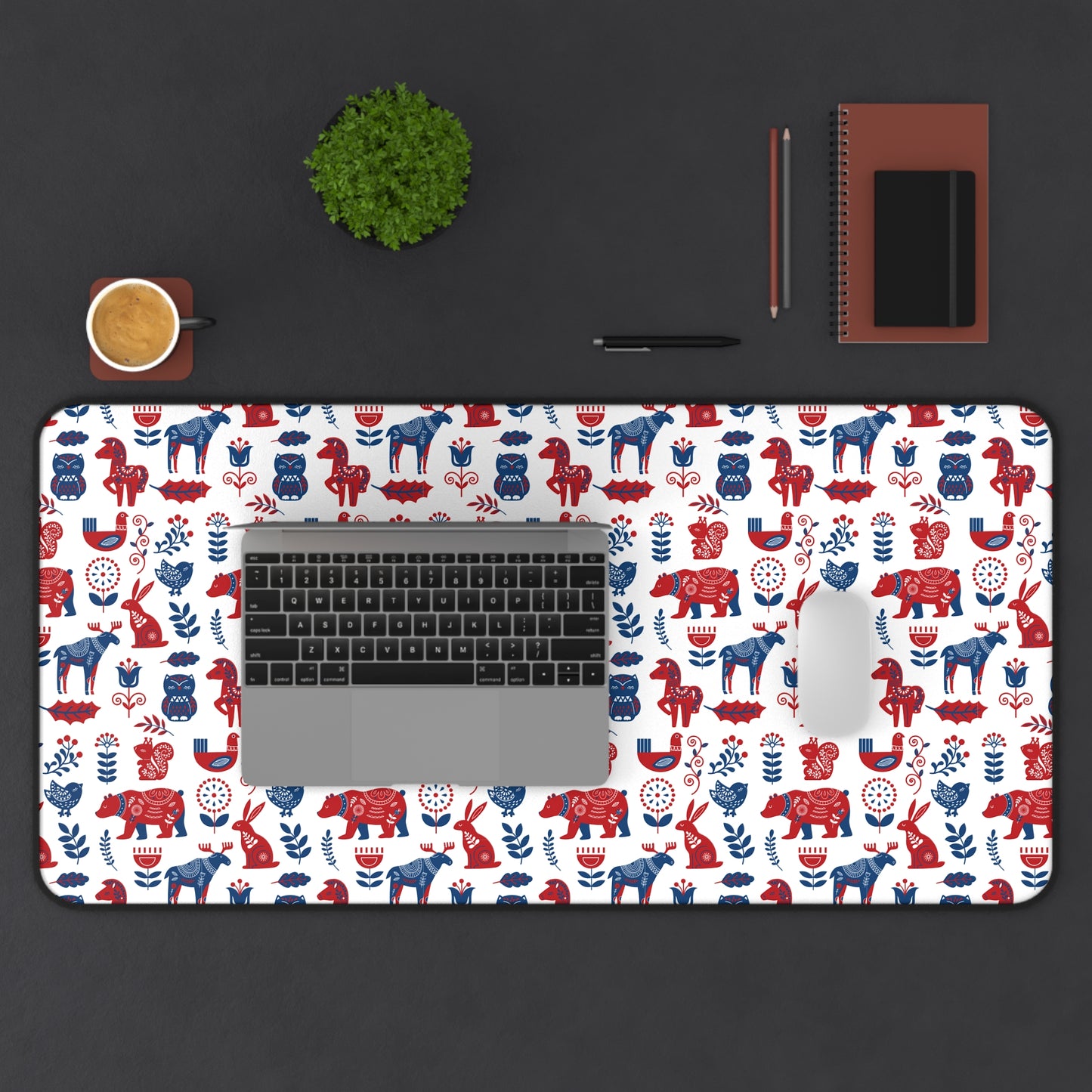 Scandinavian Inspired Design Forest Scene Desk Mat, Boho Desk Accessories, Nature Lover Gift, Home Office Decor, Wildlife Theme
