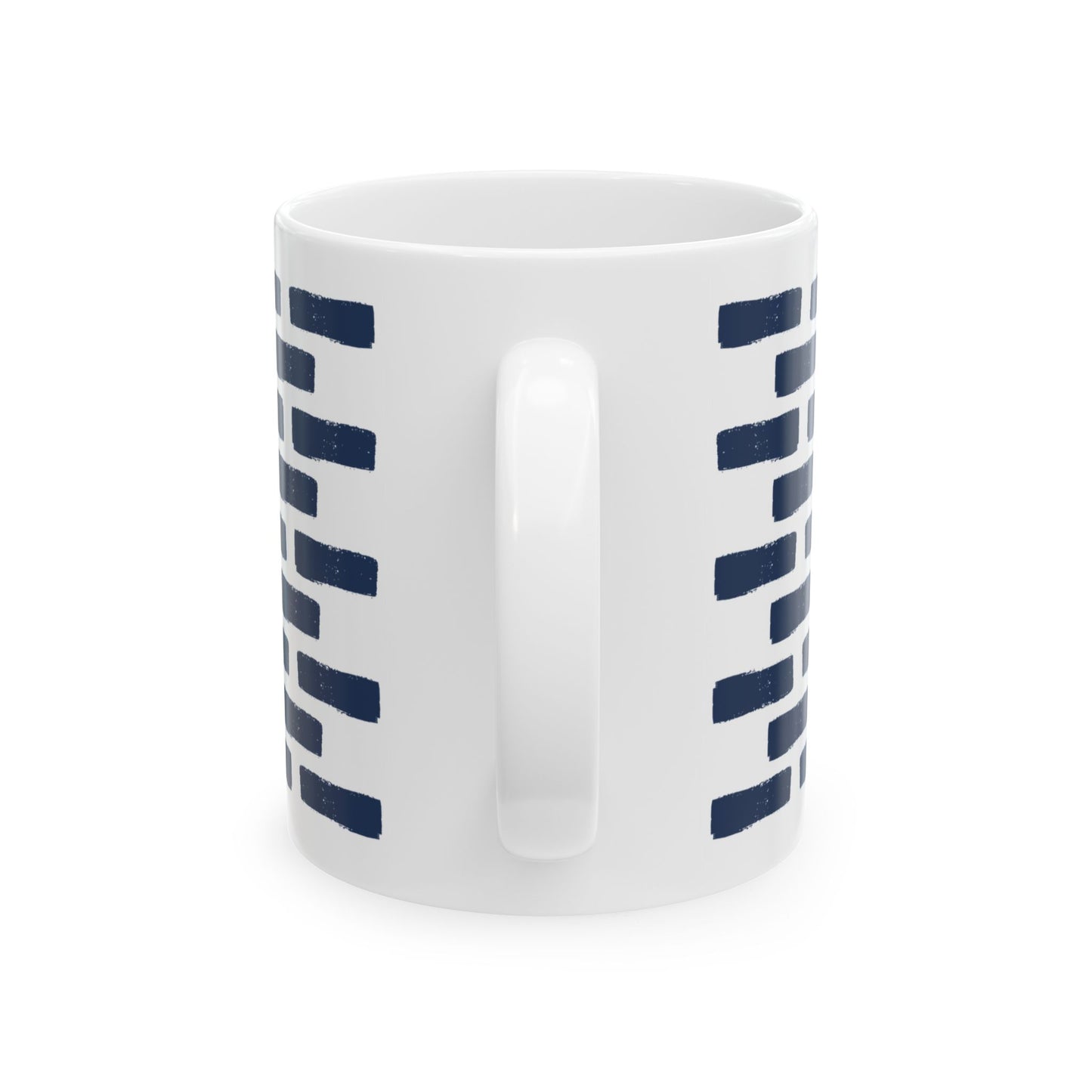 Distressed Brick Pattern Ceramic Coffee Mug, Indigo Navy Blue Tea Cup for Home, Office, Cute Coffee Cup, Tea Lover's Mug, Unisex gift