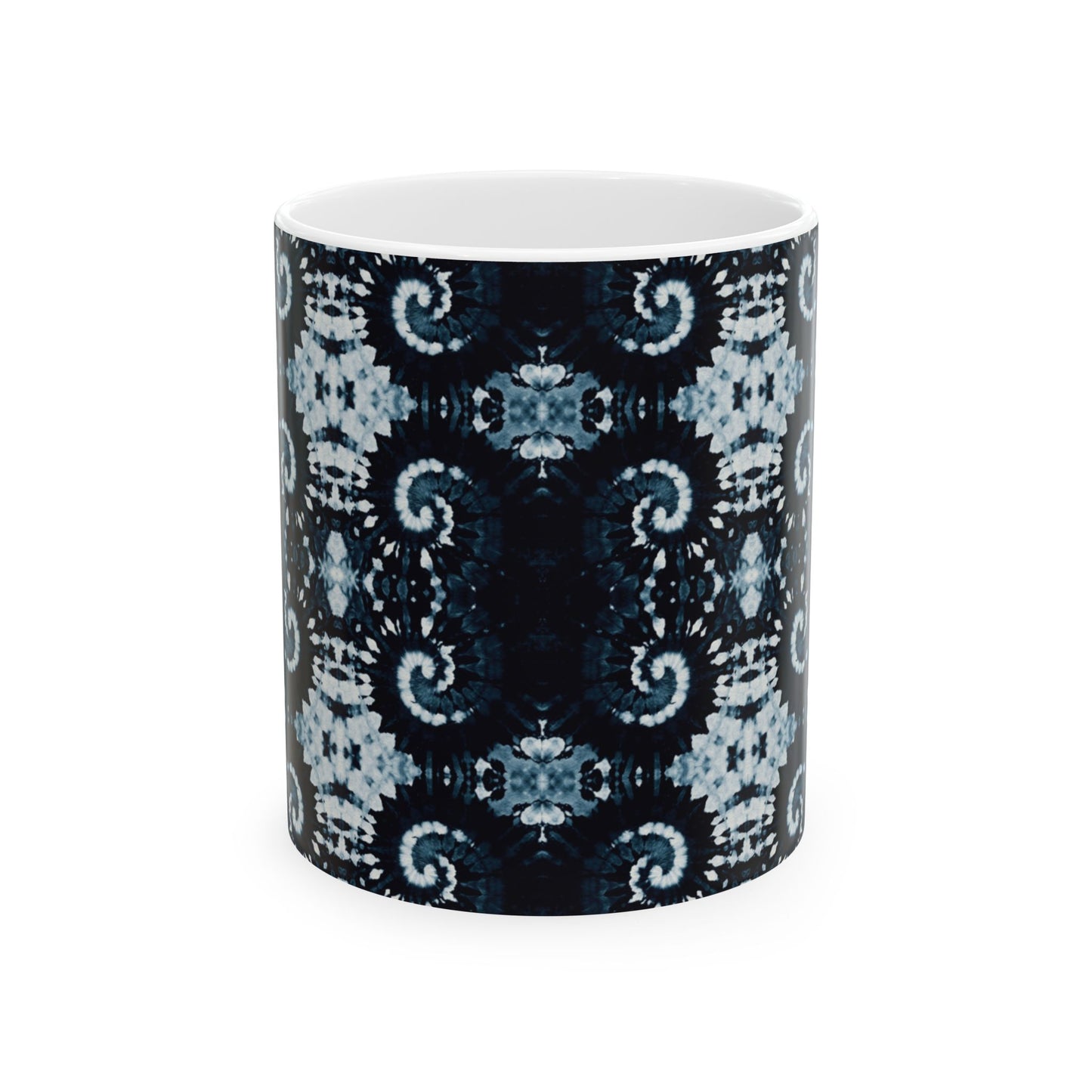 Tie Dye Ceramic Artistry Mug, Shibori Artistic Coffee Cup, Coffee Lover Gift, Deep Indigo Tea Cup Coffee Mug, Dishwasher Safe Microwave Safe