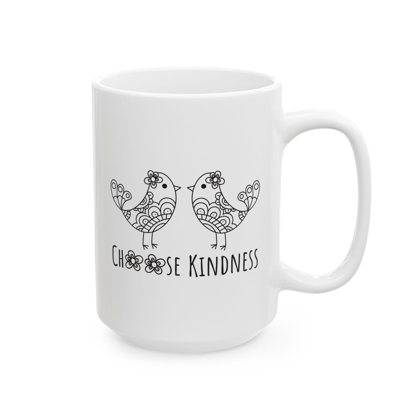 Inspirational Ceramic Mug - Choose Kindness, 11oz/15oz Motivational Tea Cup, Gift for Friends, Positive Affirmation Mug, BPA Free