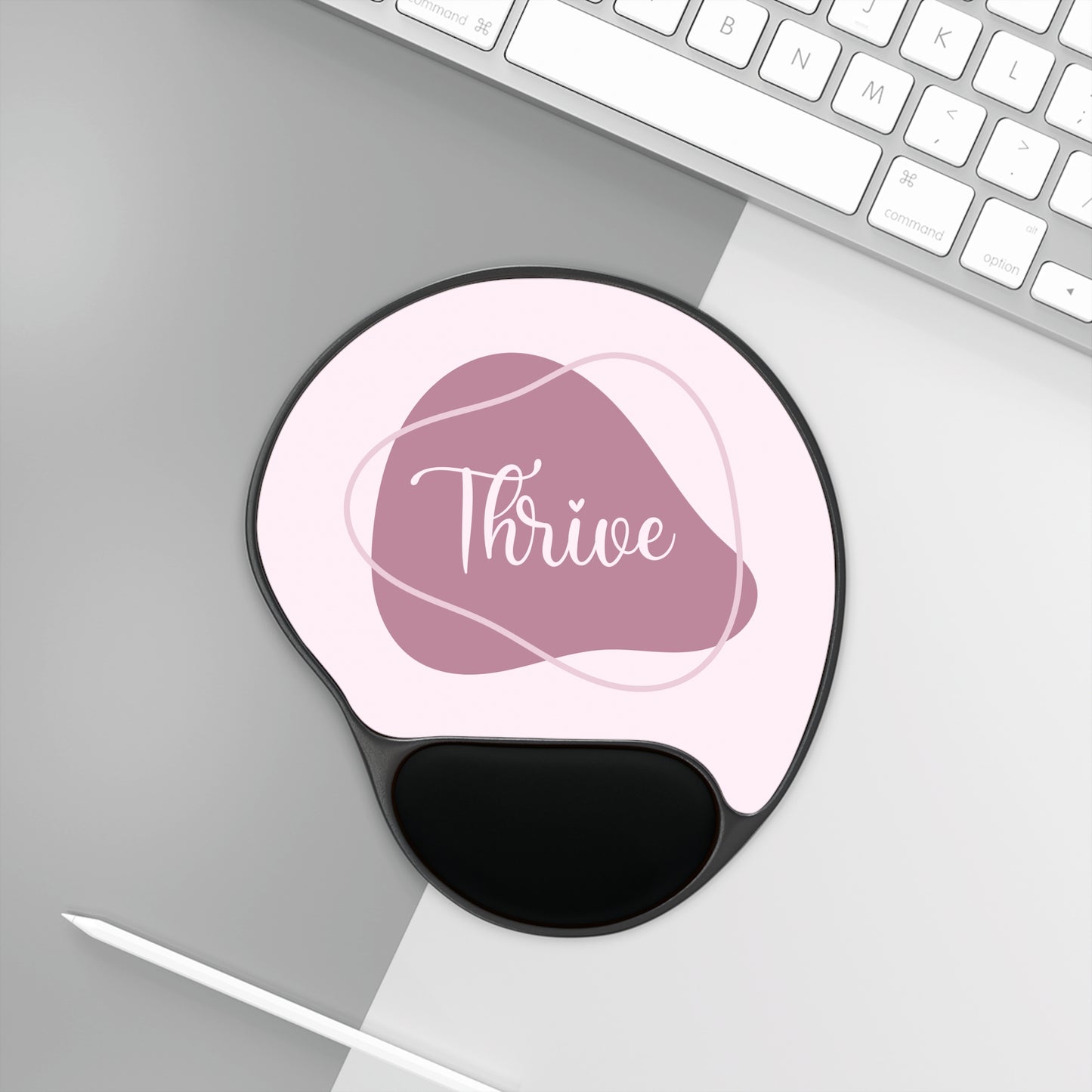 Thrive Mouse Pad with Wrist Rest - Ergonomic Office Accessory, Gift for Students, Work from Home Essentials, Motivational Design, Pink