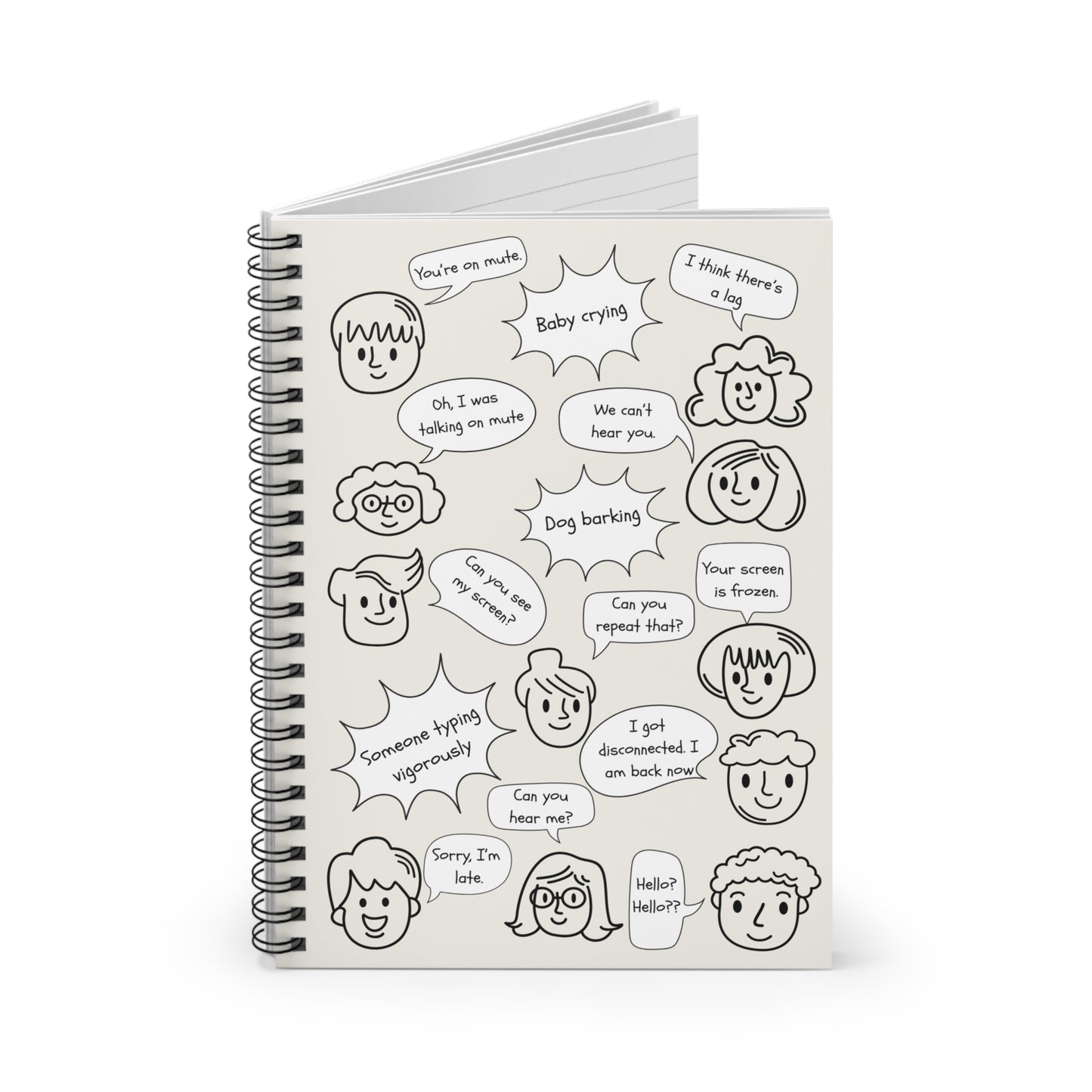 You're on Mute Funny Spiral Notebook, Work from Home Essentials, Conference Call Bingo, Office Humor, Doodle Journal