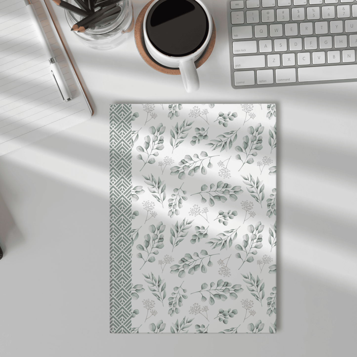 Hardcover Journal Eucalyptus Floral Design, Elegant Notebook, Eco-Friendly Diary, Gift for Writers, Journaling, Greenery Design