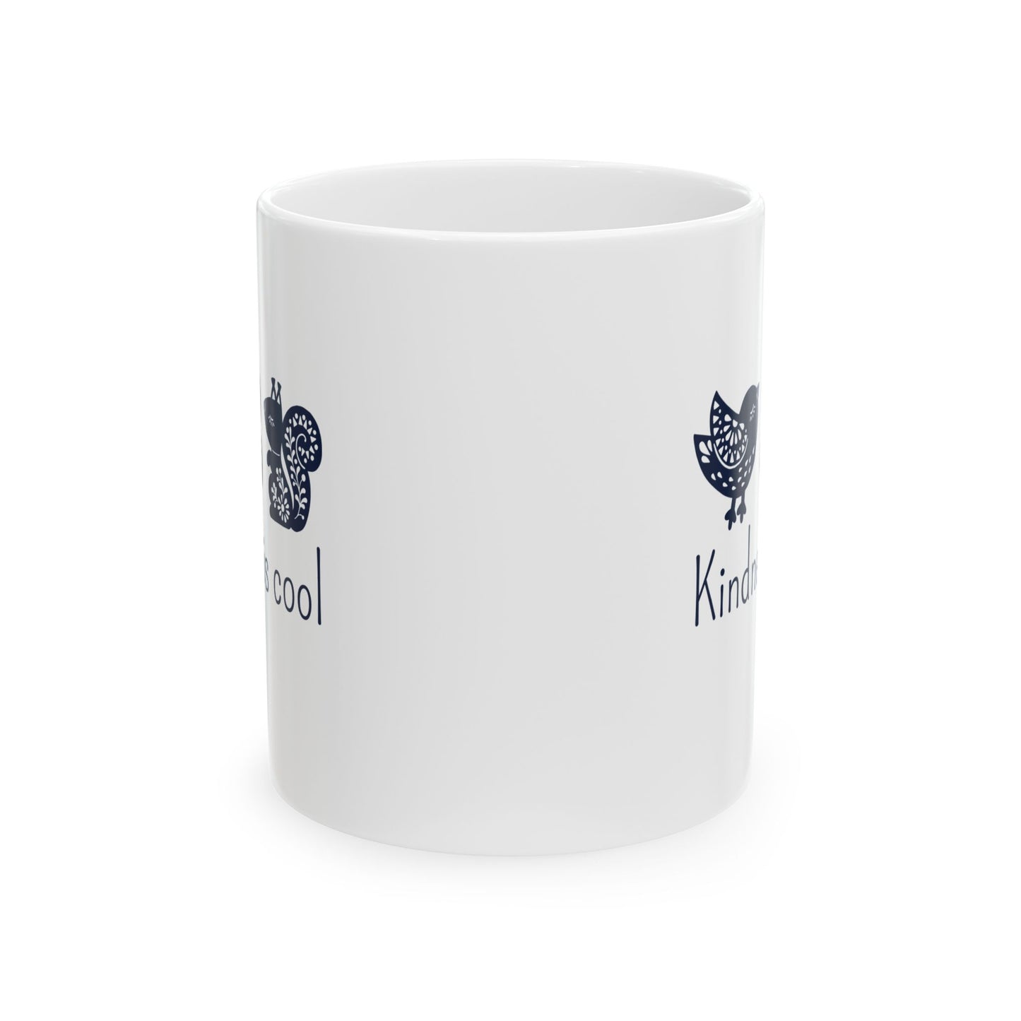 Kindness Mug - Cute Scandinavian Animal Design for Coffee Lovers, Kindness is Cool Ceramic Tea Cup 11oz/15oz, BPA Free