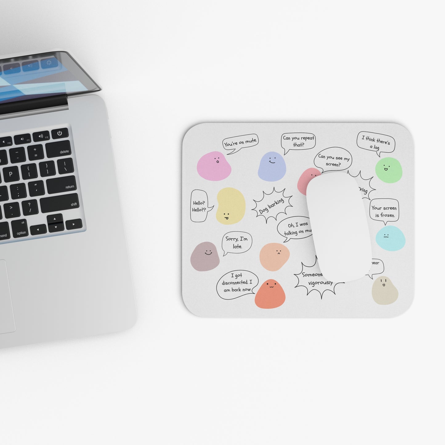 Funny Mouse Pad, Remote Work Humor, Conference Call Bingo, Work from Home Essentials, Funny Gift for Coworker, Gift for Boss, Blob-White