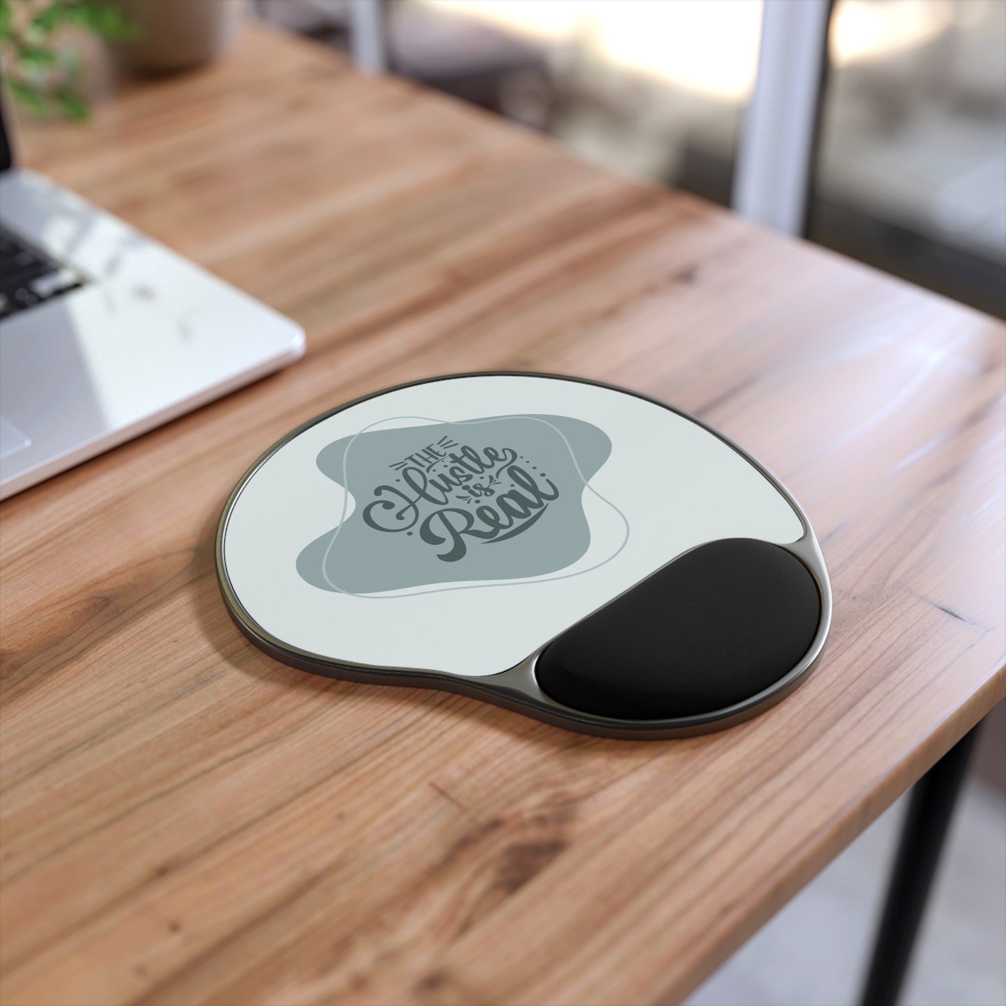 The Hustle is Real Mouse Pad with Wrist Rest - Ergonomic Office Gift for Entrepreneurs, Desk Accessories, Work From Home Essentials,