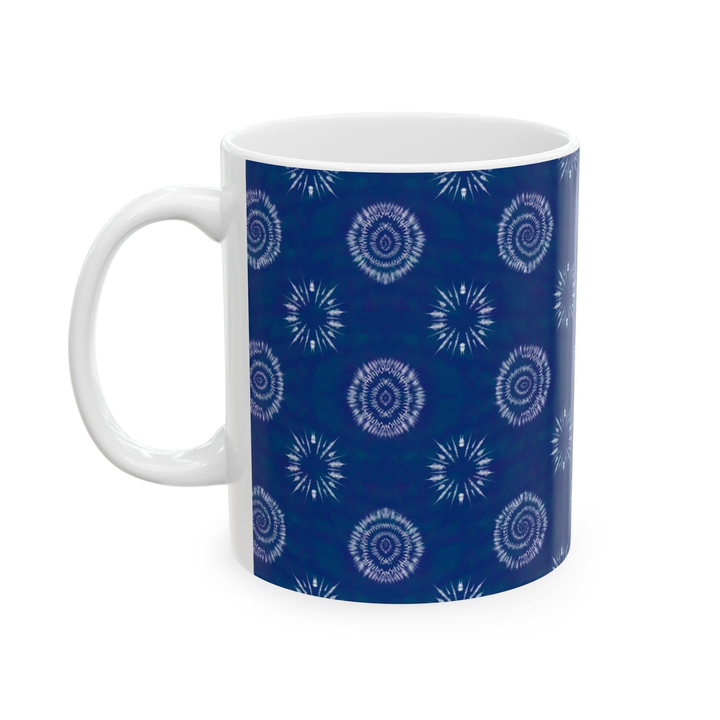 Shibori Tie Dye Mug, 11oz or 15oz, Artistic Indigo Ceramic Coffee Mug, BPA Free, Dishwasher and Microwave Safe, Gifts for Her, Tea Cup