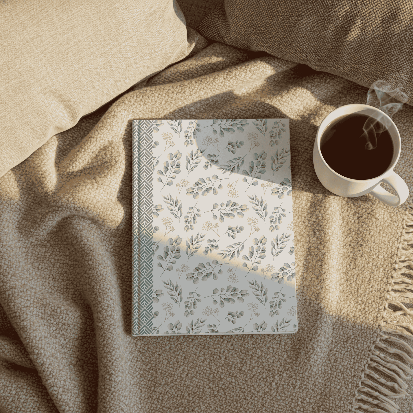 Hardcover Journal Eucalyptus Floral Design, Elegant Notebook, Eco-Friendly Diary, Gift for Writers, Journaling, Greenery Design