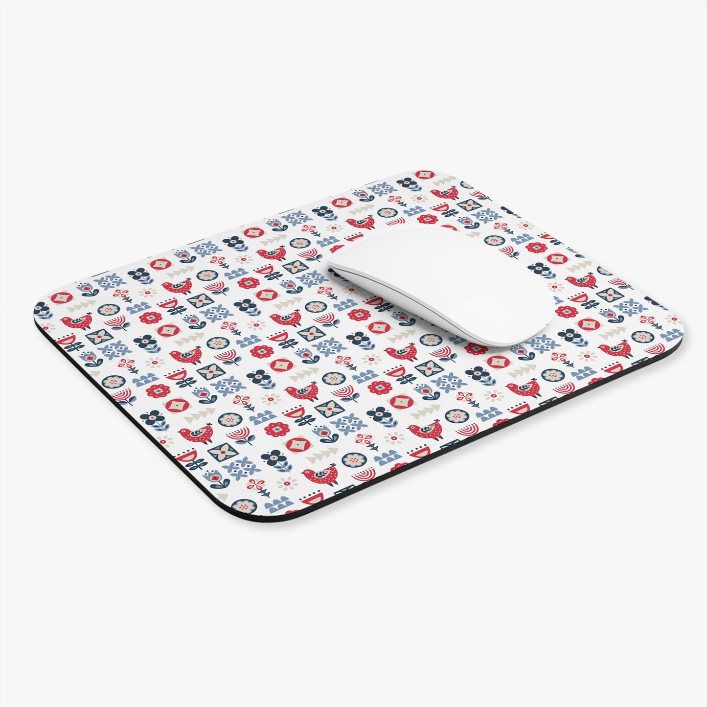 Mouse Pad, Nature Themed Mousepad, Woodland Animal Print Mousepad, Gift for Coworker, Gift for Boss, Scandinavian Folk Art, Scandi Design