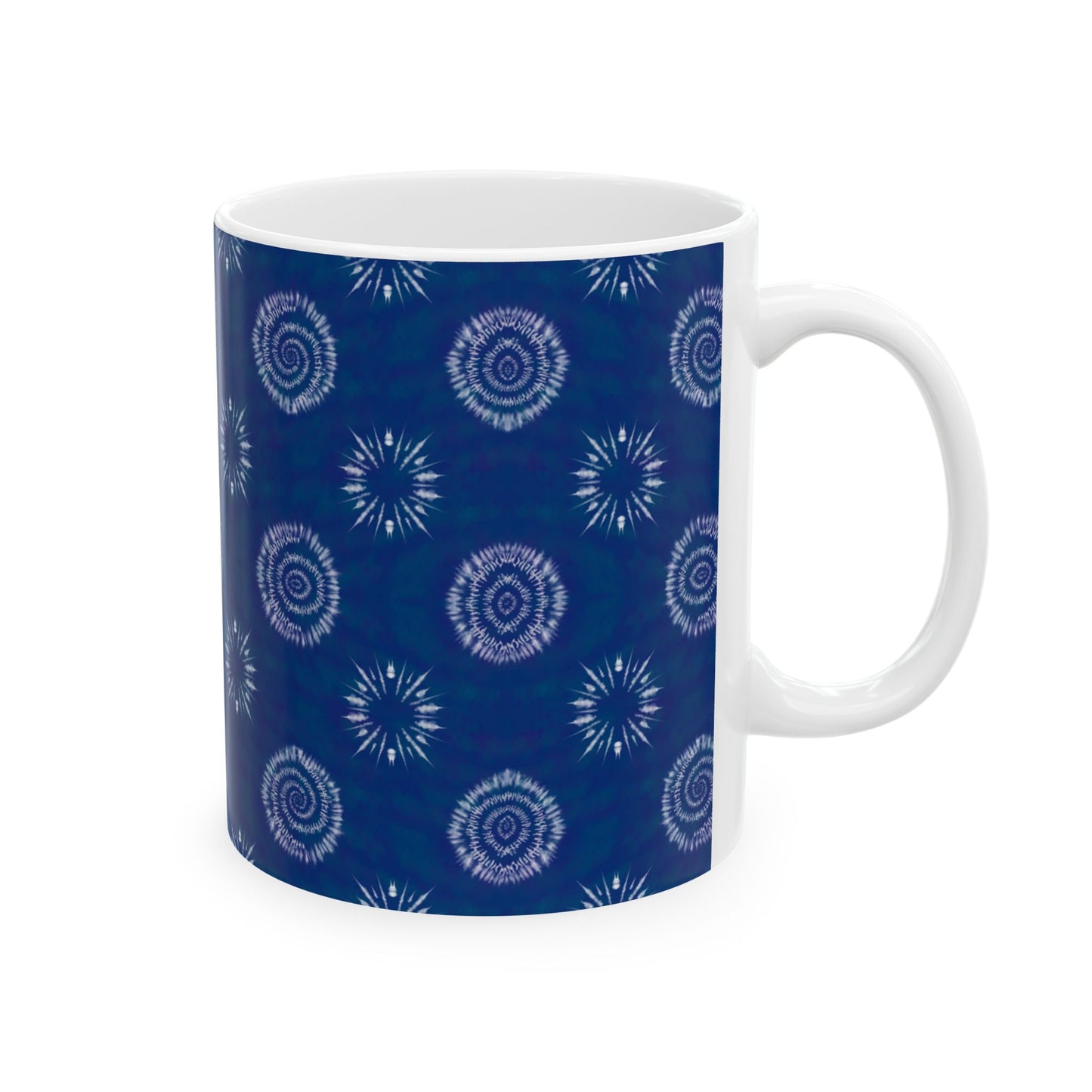 Shibori Tie Dye Mug, 11oz or 15oz, Artistic Indigo Ceramic Coffee Mug, BPA Free, Dishwasher and Microwave Safe, Gifts for Her, Tea Cup