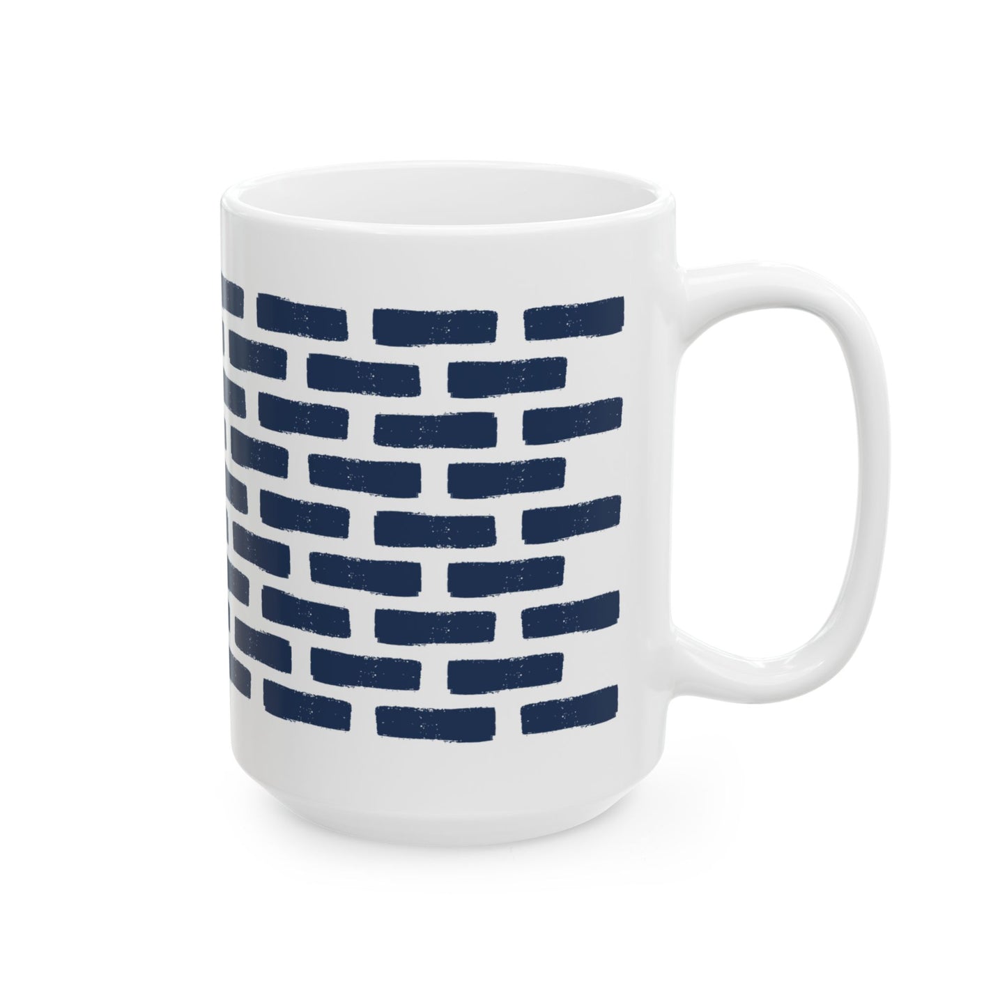 Distressed Brick Pattern Ceramic Coffee Mug, Indigo Navy Blue Tea Cup for Home, Office, Cute Coffee Cup, Tea Lover's Mug, Unisex gift