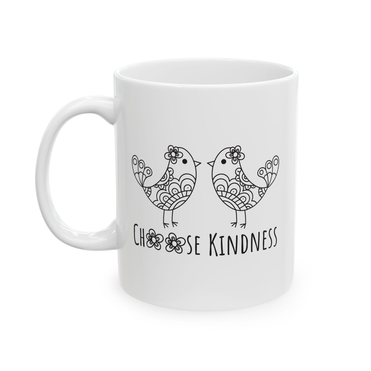 Inspirational Ceramic Mug - Choose Kindness, 11oz/15oz Motivational Tea Cup, Gift for Friends, Positive Affirmation Mug, BPA Free