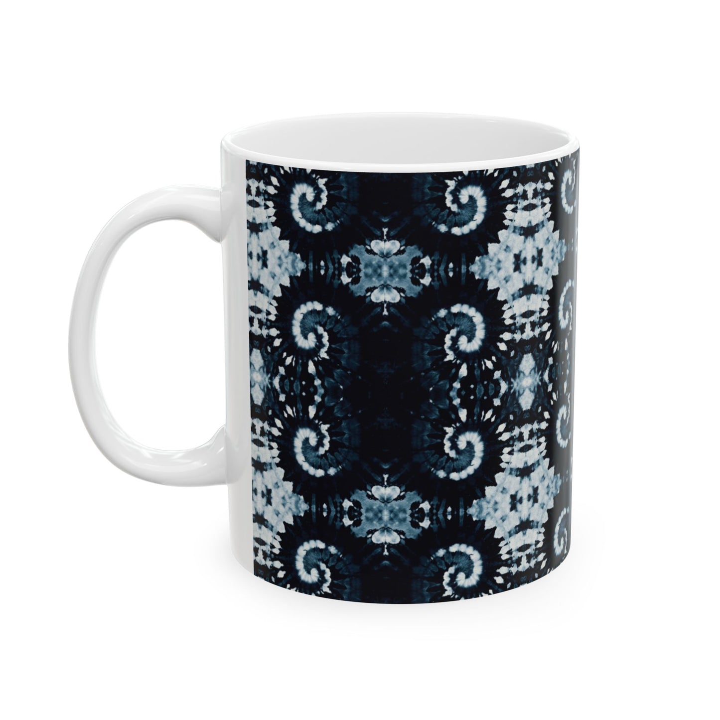 Tie Dye Ceramic Artistry Mug, Shibori Artistic Coffee Cup, Coffee Lover Gift, Deep Indigo Tea Cup Coffee Mug, Dishwasher Safe Microwave Safe